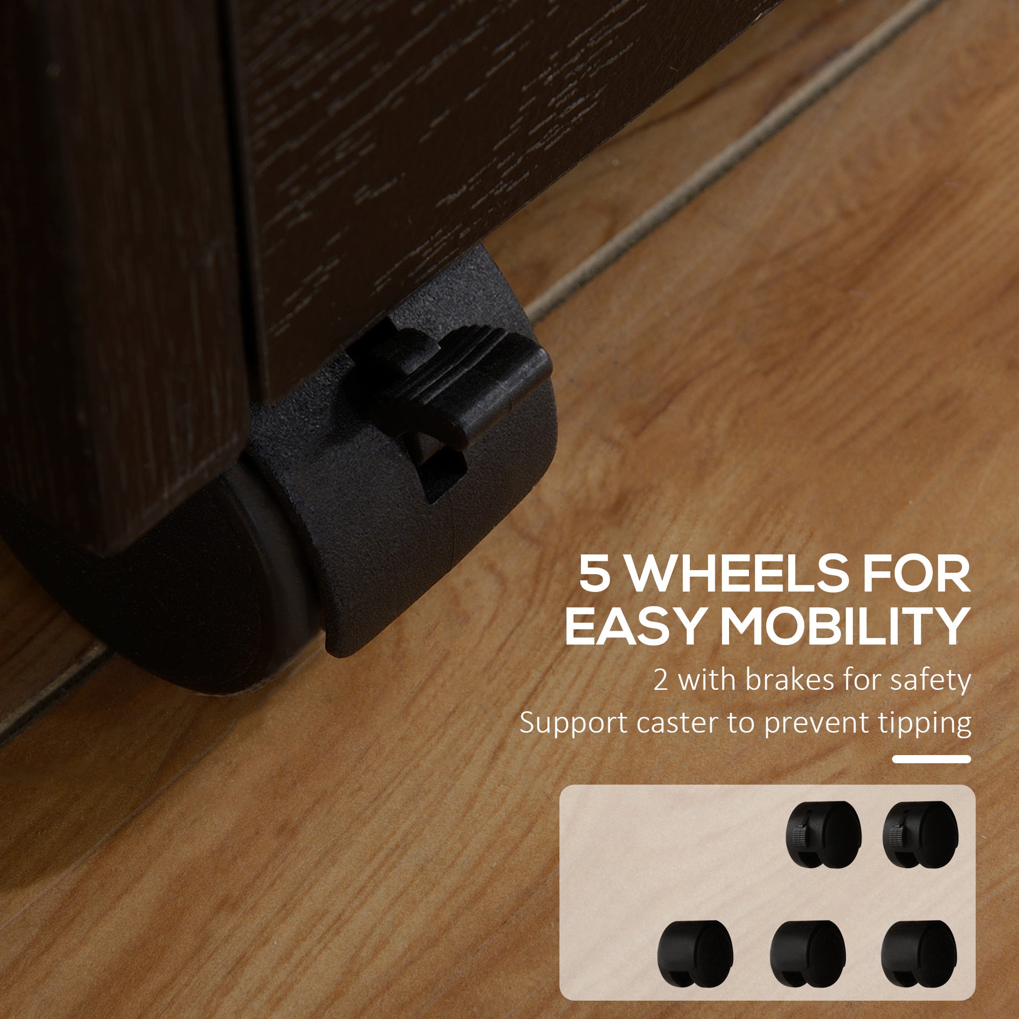 HOMCOM 3 Drawer File Cabinet with Lock and Edged Top, Lockable Filing Cabinet on Wheels with Hanging Bars for Letter and A4 Size, Black