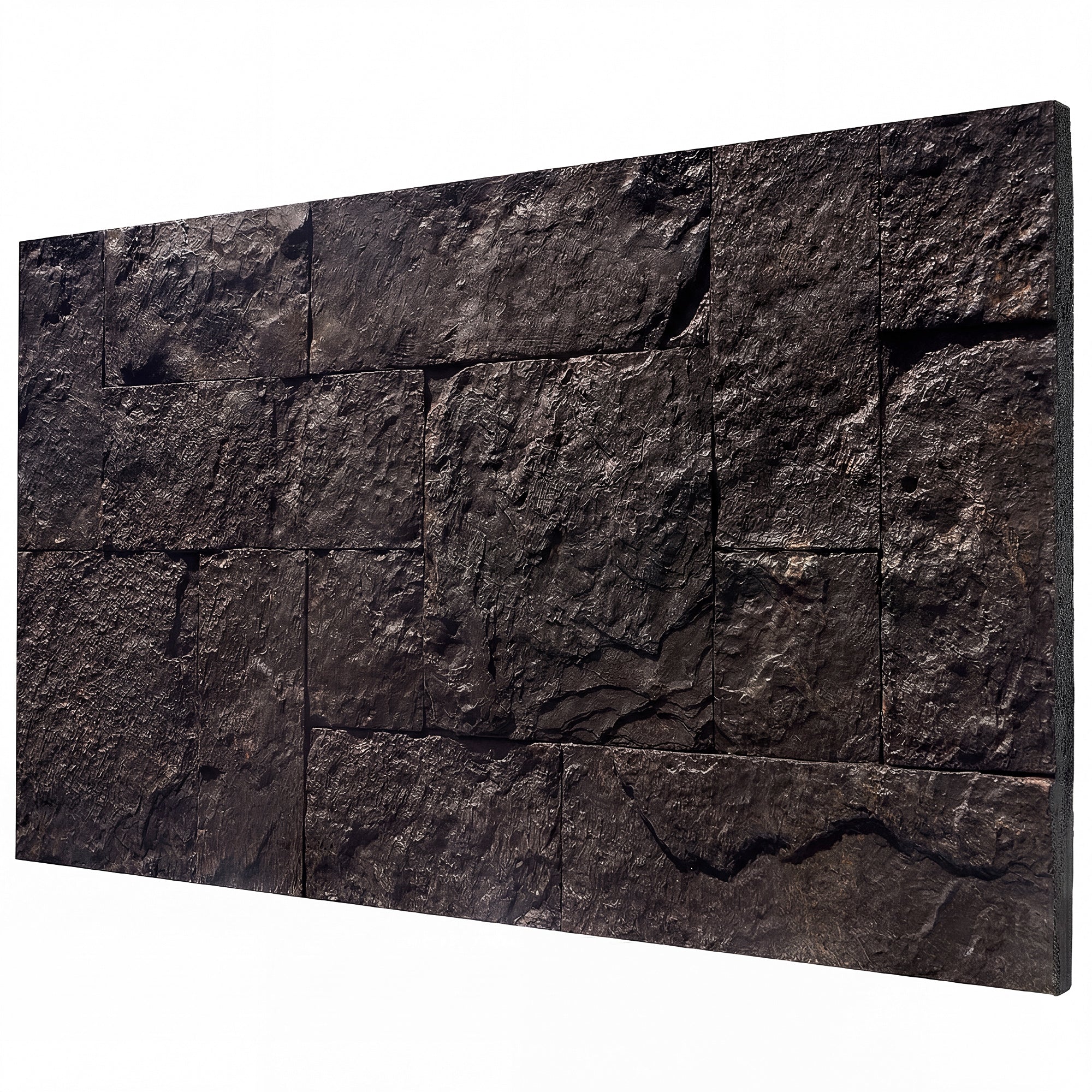 8-Pack 3D Faux Stone Wall Panels, Lightweight Polyurethane Panels for Interior and Exterior Accent Walls, Water-Resistant, 4' x 2', Cover 61.8 Sq.Ft., 1" Thick, Black