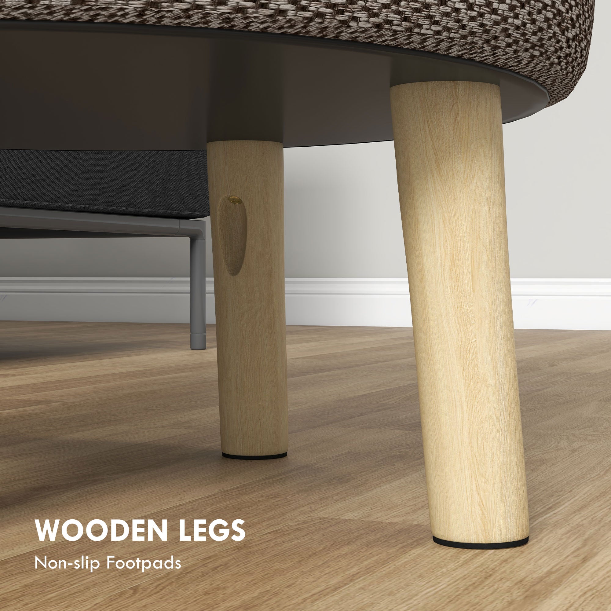 HOMCOM Round Storage Stool, Linen Fabric Upholstered Foot Stool with Removable Top, Padded Seat, Hidden Space and Wooden Legs for Living Room, Light Grey