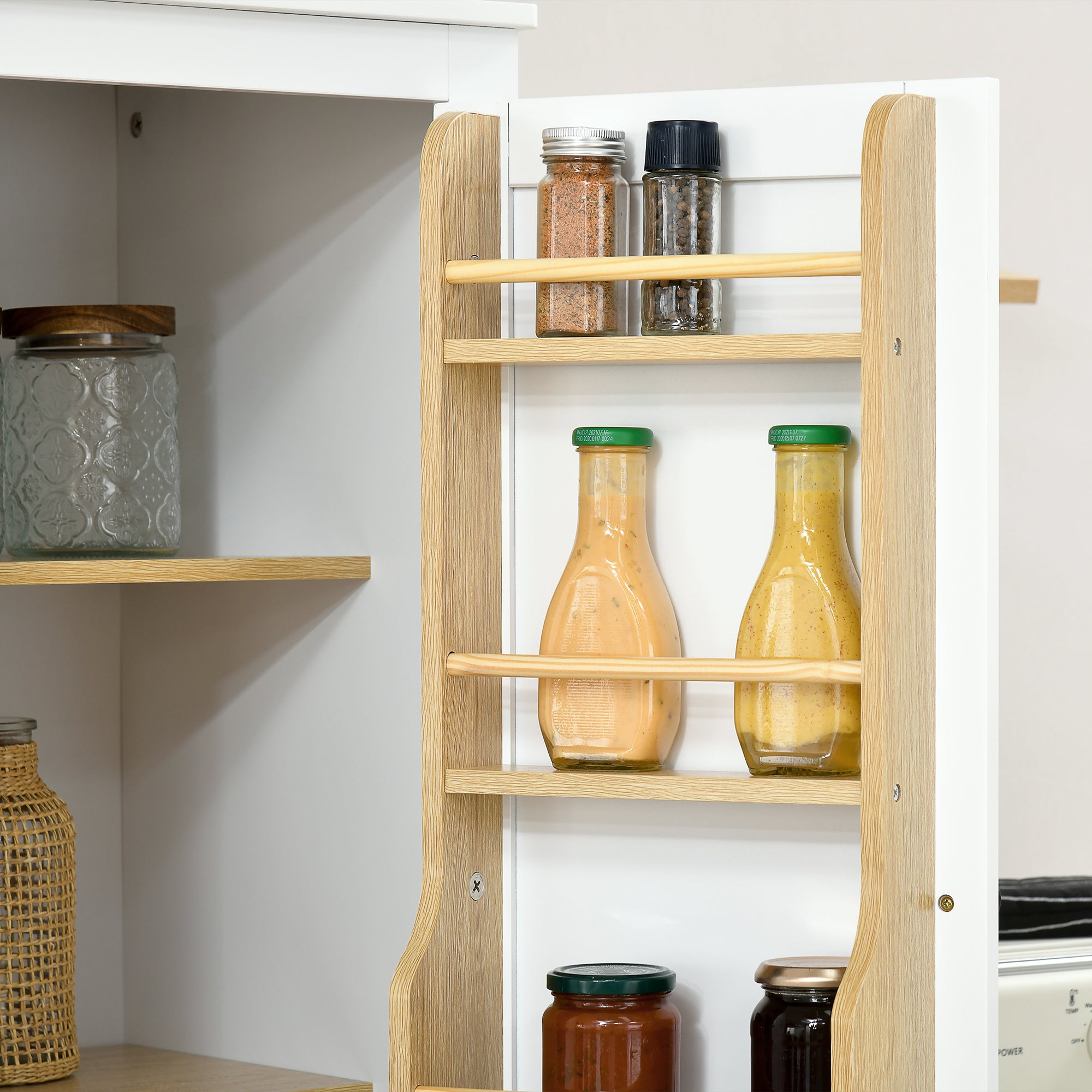 72" Kitchen Pantry Storage Cabinet with 5 Tier Storage Shelving & Drawer, White