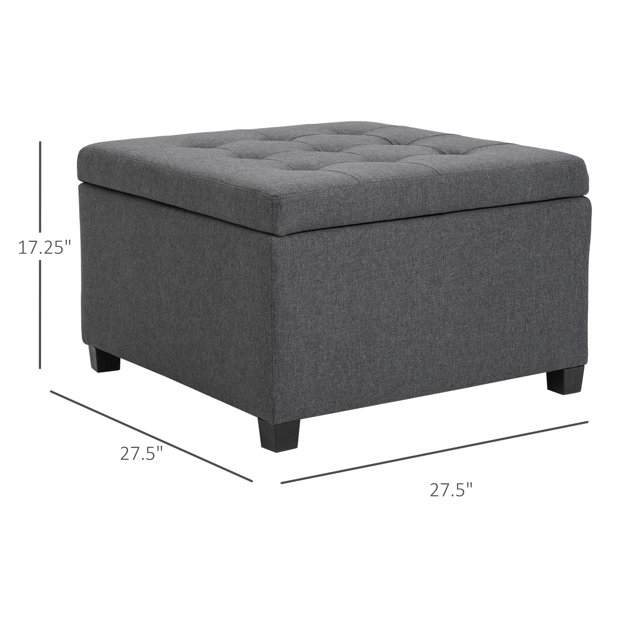 Round Storage Ottoman Bench, Button Tufted Ottoman with Flip Top for Entryway, Gray