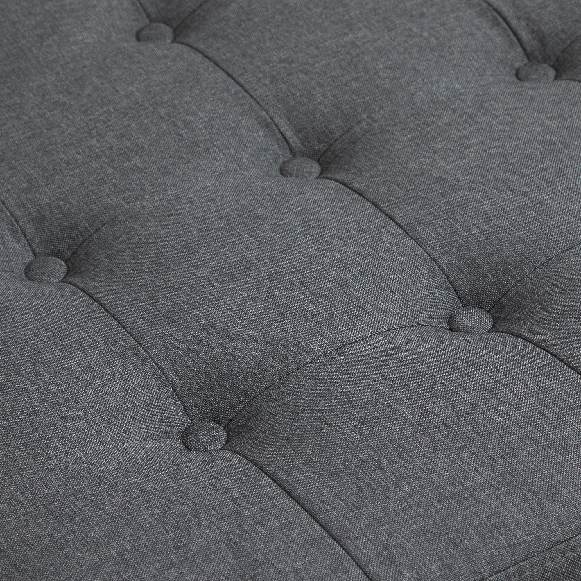 Round Storage Ottoman Bench, Button Tufted Ottoman with Flip Top for Entryway, Gray