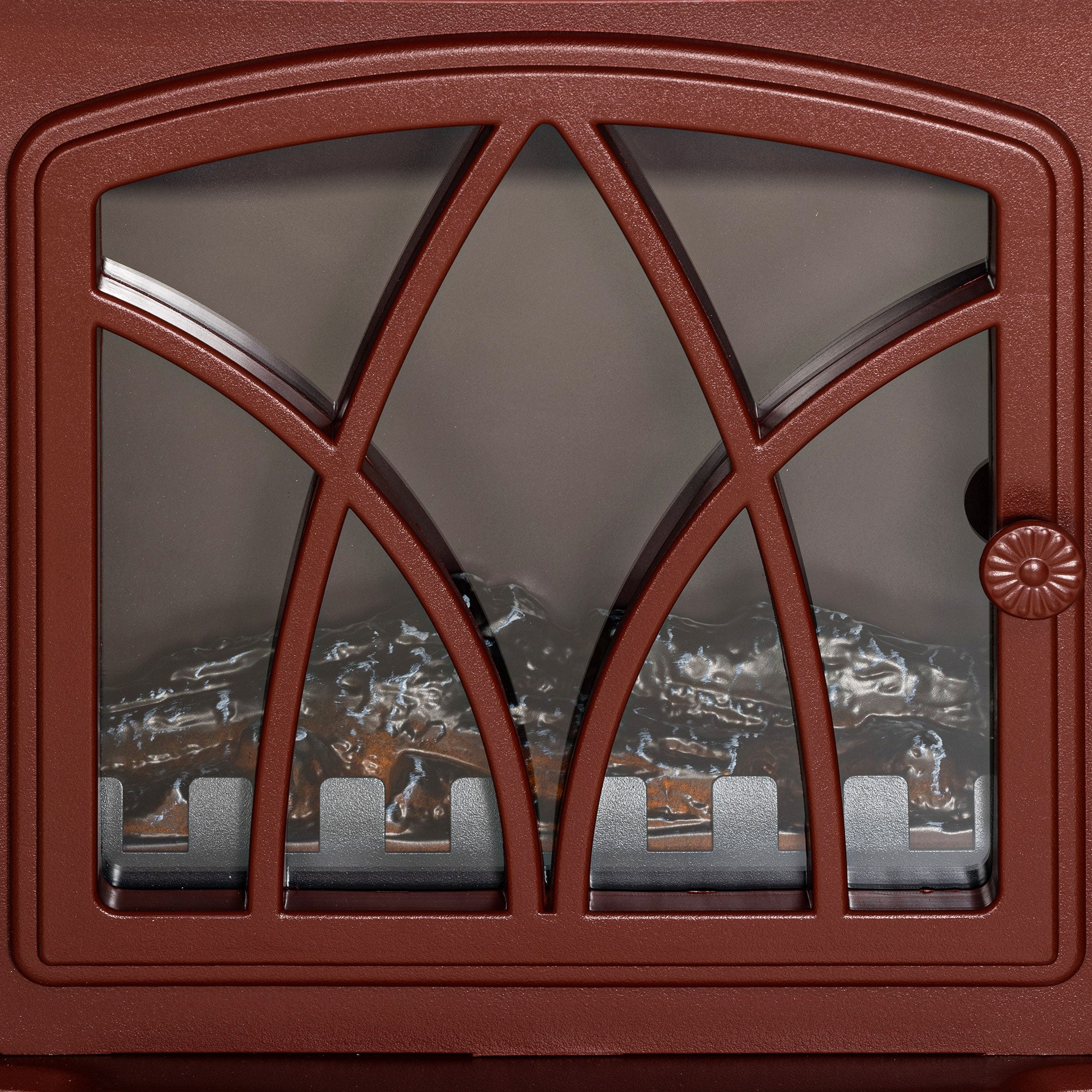 Electric Fireplace Heater with Flame Effect & Overheat Protection, 750W/1500W, Red