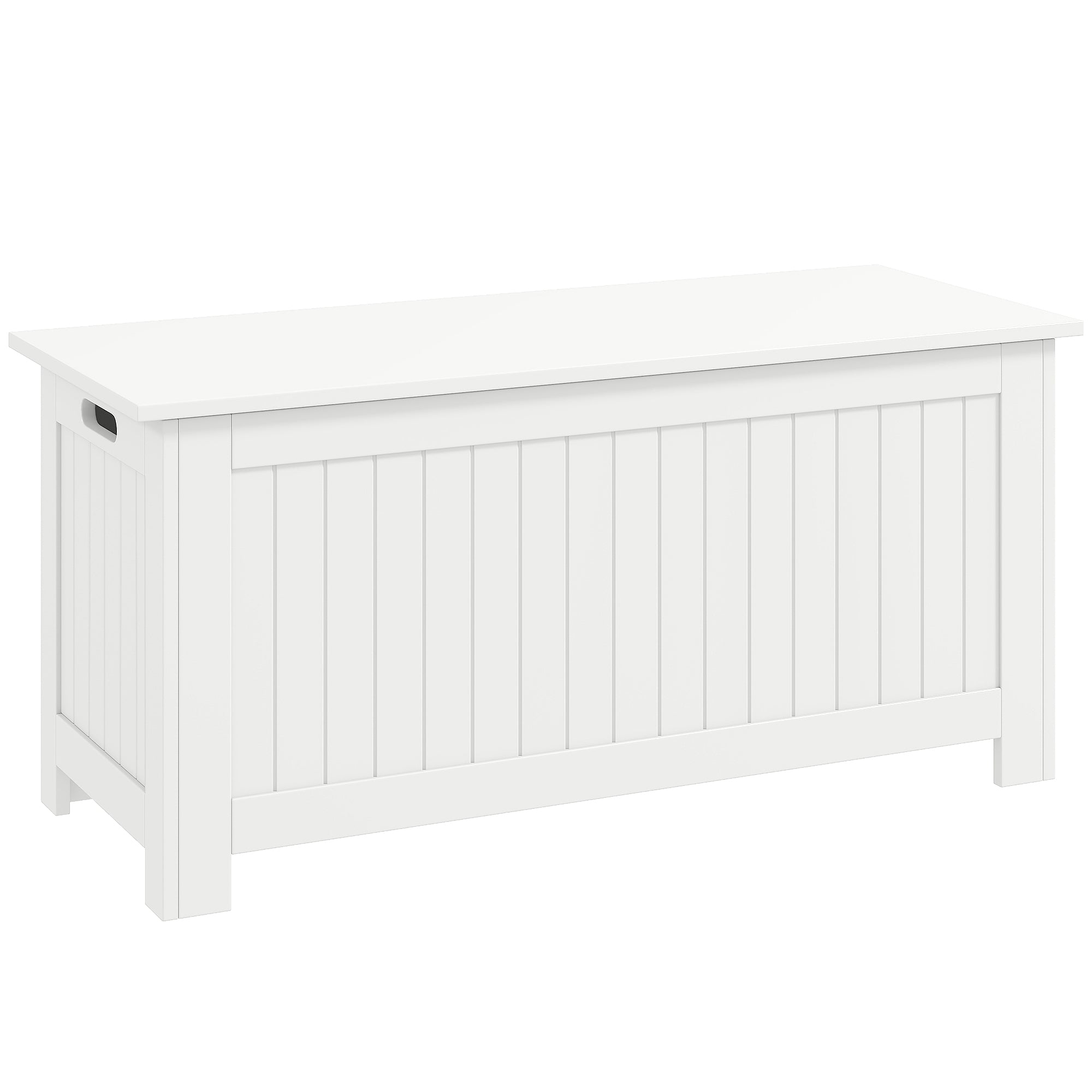Storage Chest, Modern Storage Trunk with 2 Safety Hinges and Flip-Top Lid, Blanket Box for Living Room, 39" x 16" x 18", White