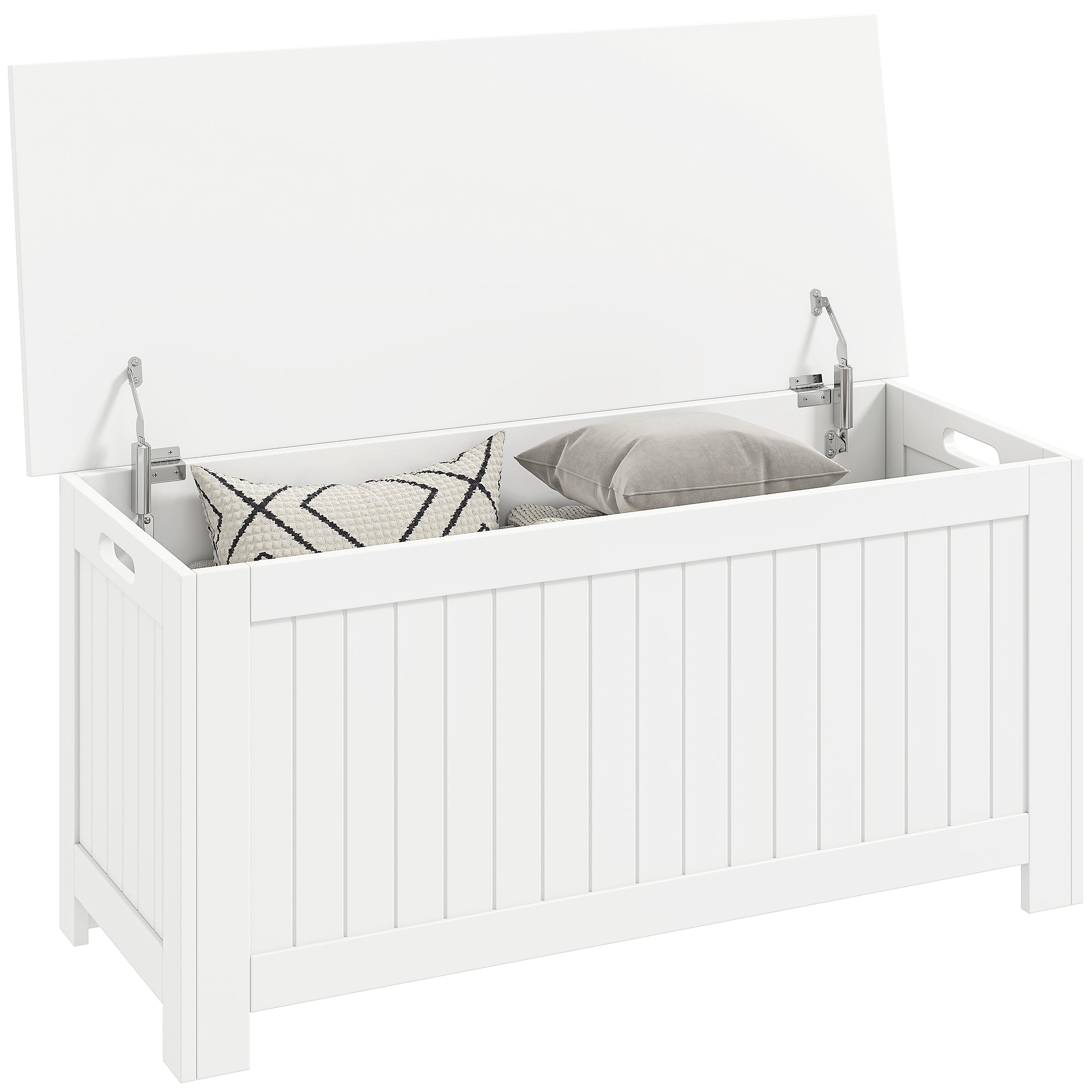 Storage Chest, Modern Storage Trunk with 2 Safety Hinges and Flip-Top Lid, Blanket Box for Living Room, 39" x 16" x 18", White