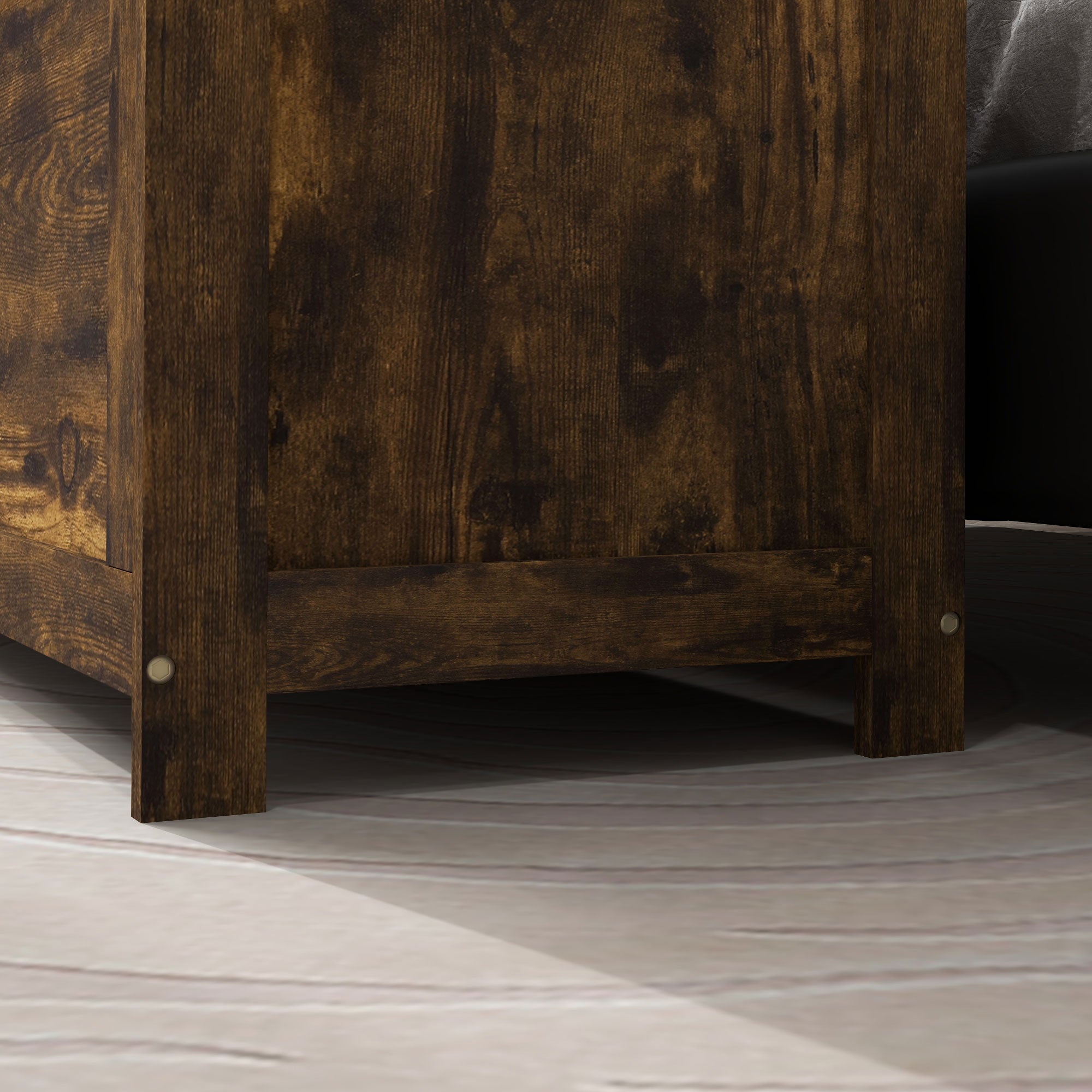 39.4" Storage Trunk w/ 2 Safety Hinges, Wooden Bench w/ Side Handles, Rustic Brown