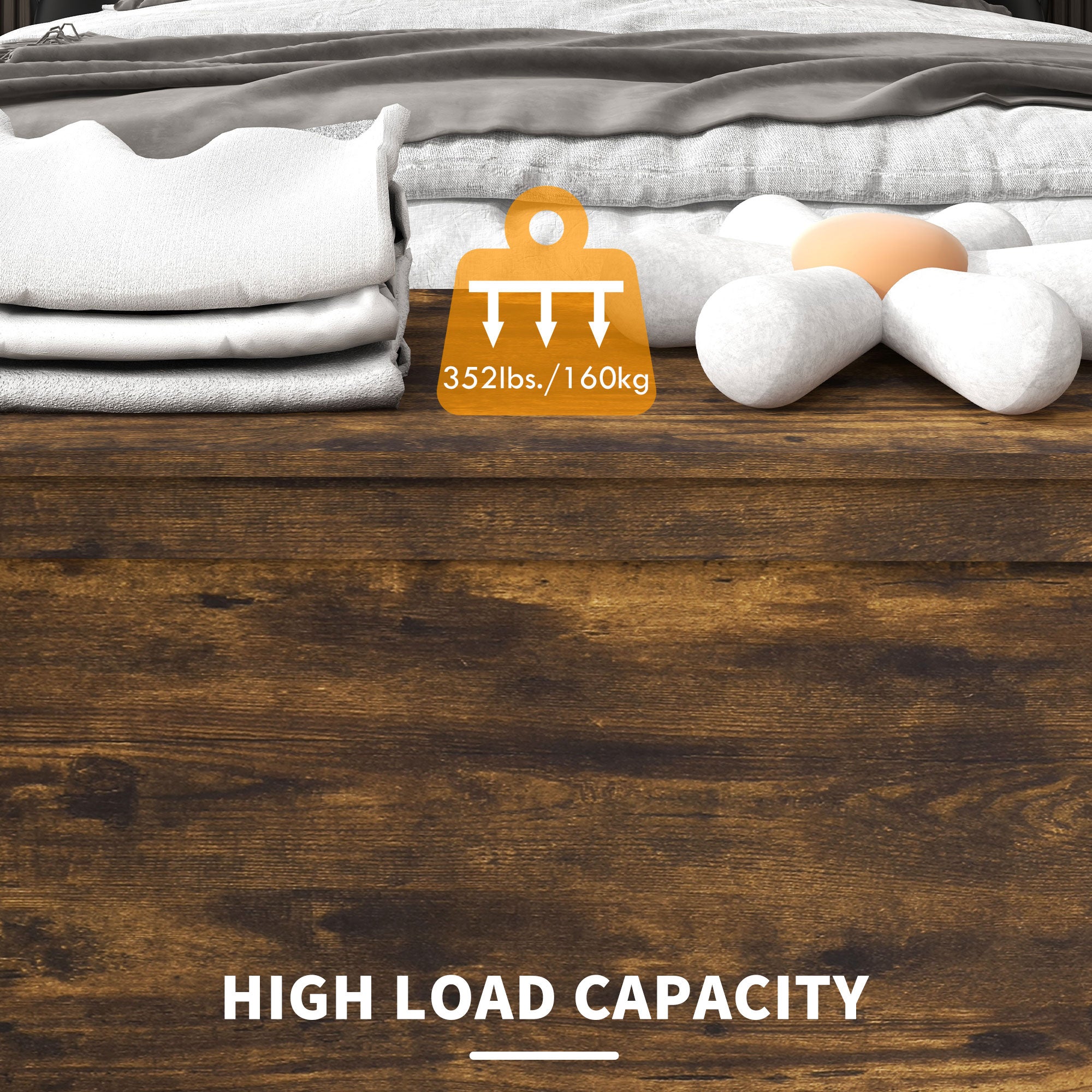 39.4" Storage Trunk w/ 2 Safety Hinges, Wooden Bench w/ Side Handles, Rustic Brown