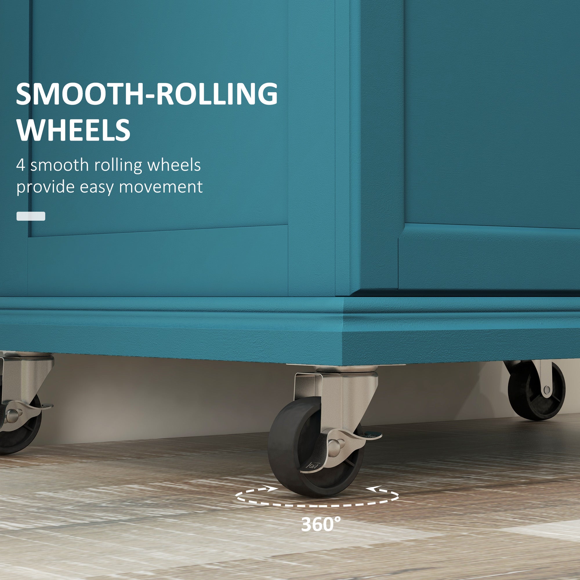 36" Stainless Steel Rolling Kitchen Cart with Drawer, Spice & Towel Racks, Blue