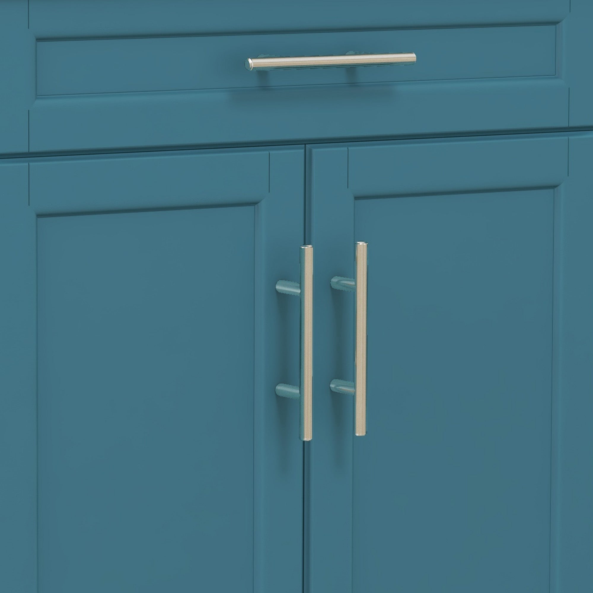 36" Stainless Steel Rolling Kitchen Cart with Drawer, Spice & Towel Racks, Blue