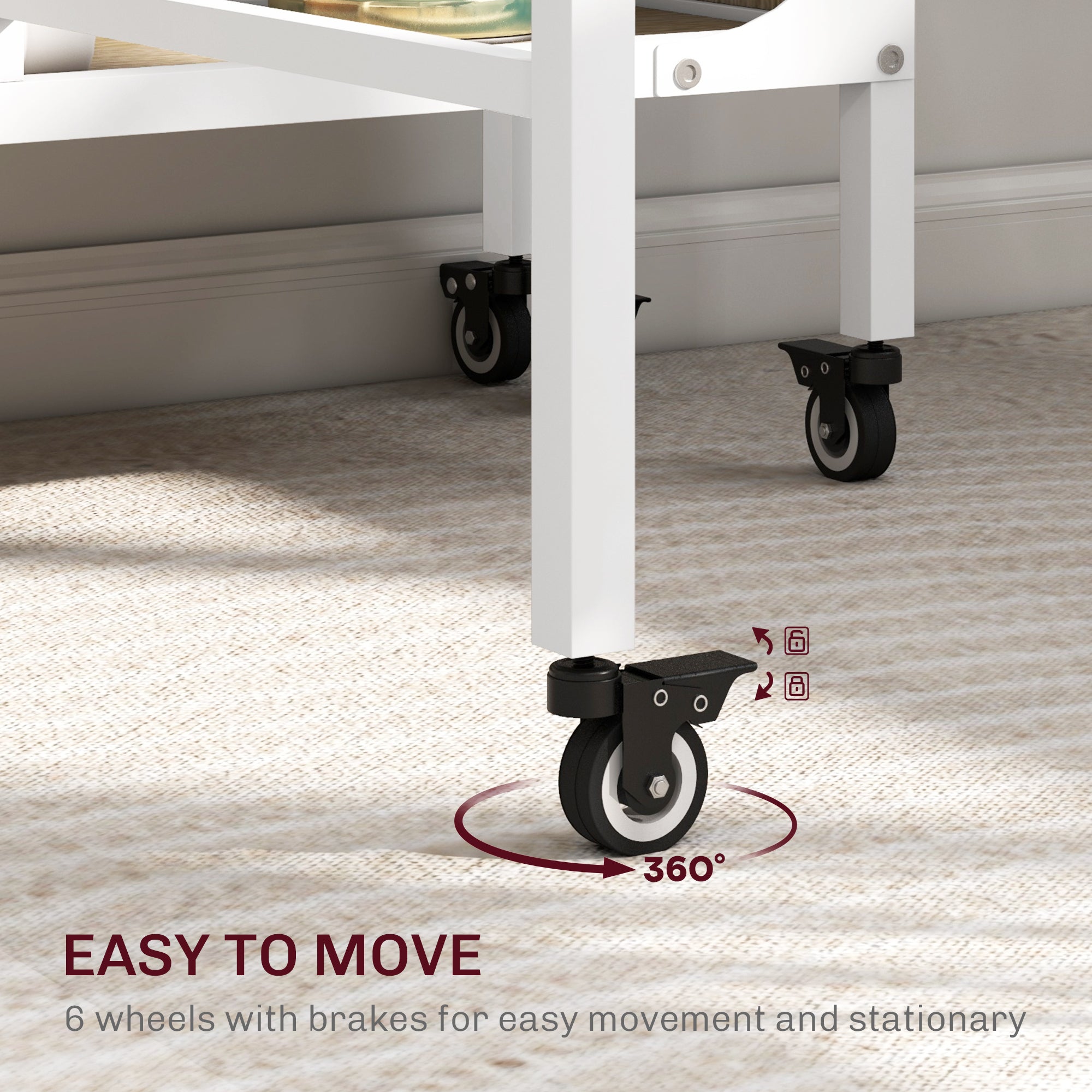 Mobile Drop Leaf Table, Folding Dining Table with 6 Wheels & Storage Shelf for Small Spaces, Kitchen, Dining Room, Natural Wood Finish