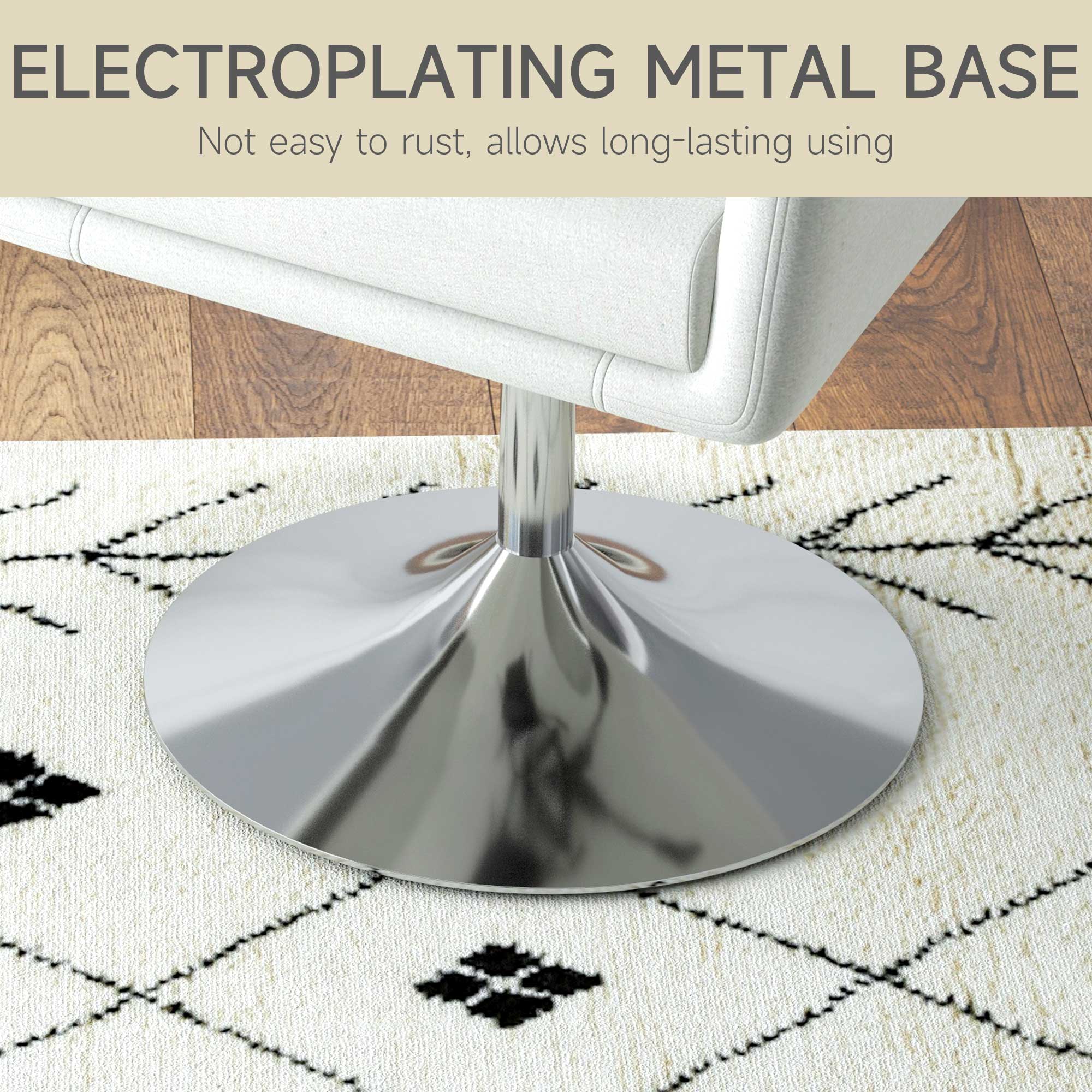 HOMCOM Swivel Linen Fabric Accent Chair for Living Room Contemporary Vanity Armchair with Adjustable Height Thick Cushion Lumbar Support Armrest for Bedroom Office Cream White