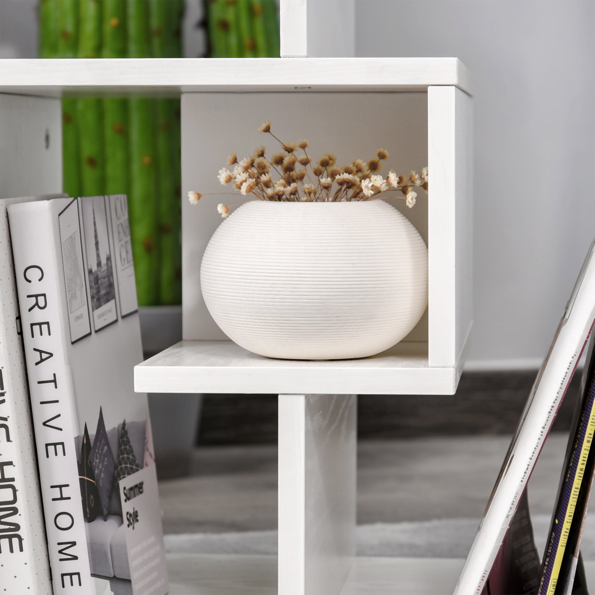 HOMCOM Side Table, 3 Tier End Table with Open Storage Shelves, Living Room Coffee Table Organiser Unit, White