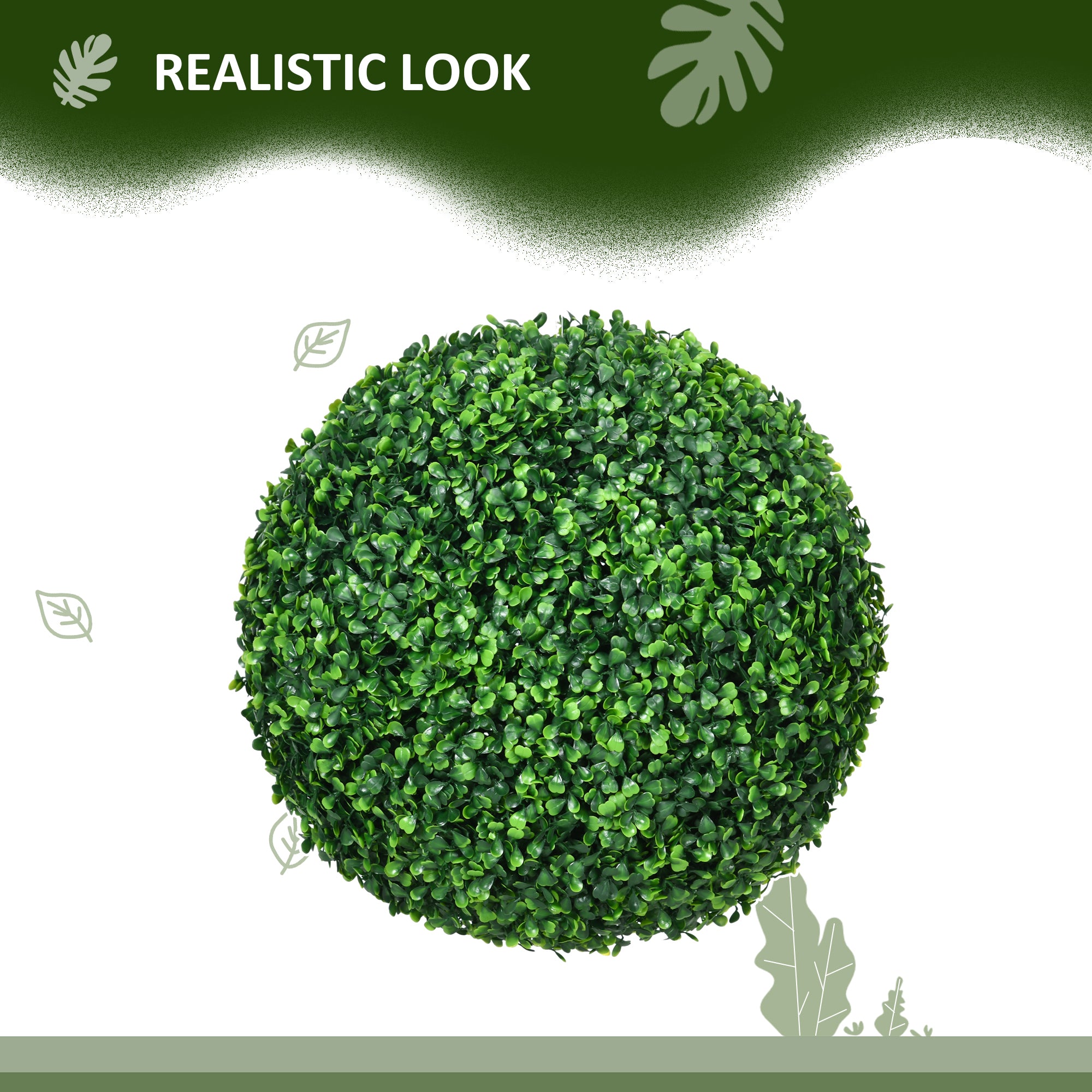 Artificial Boxwood Topiary Ball Set of 2 15.7 Inch Faux Plant, UV-Protected Anti-Fading Fake Plants for Home Indoor Outdoor Porch, Green