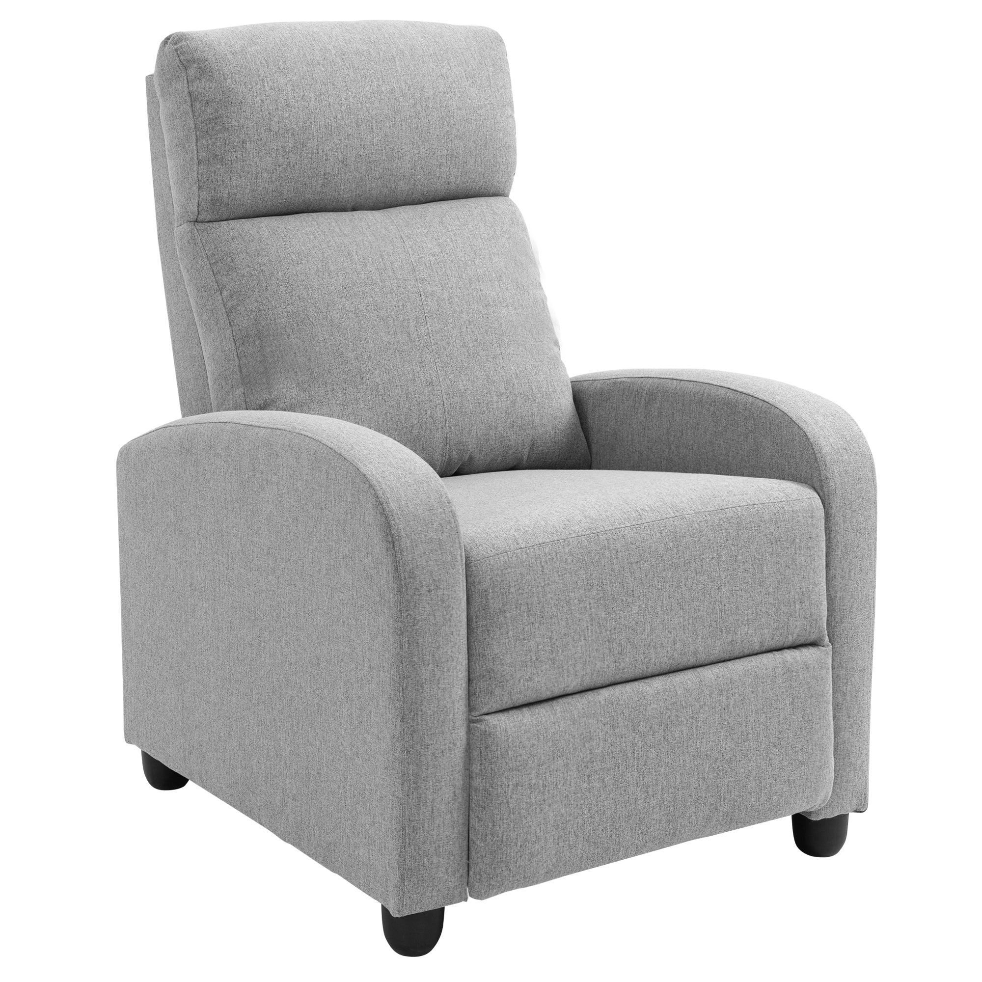 Push Back Recliner Chair with Padded Seat, Light Grey - HOMCOM