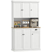 Modern Kitchen Cupboard with 6 Doors with Countertop, Drawer, Adjustable Shelves, White