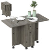 Folding Dining Table on Wheels for 4-6 with Storage Drawers, Cabinet, Grey