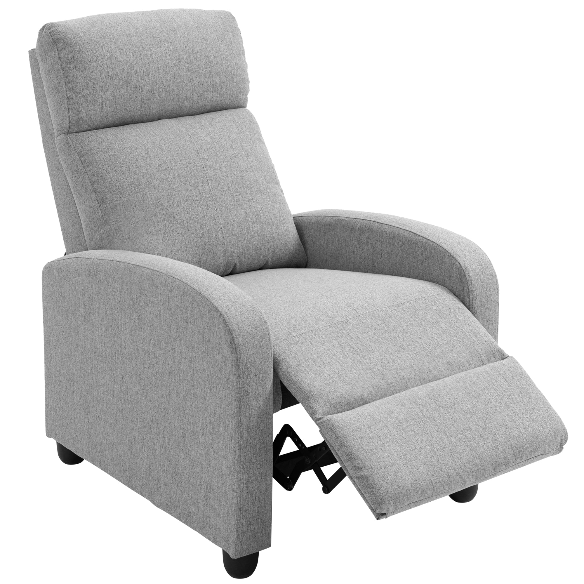 Push Back Recliner Chair with Padded Seat, Light Grey - HOMCOM