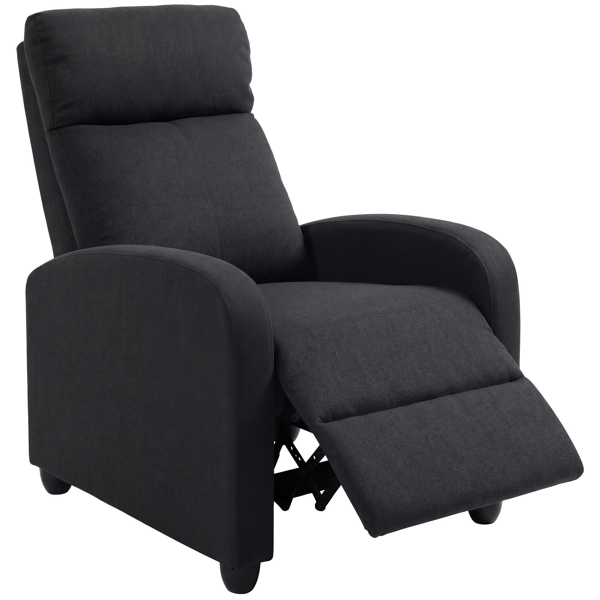Push Back Recliner Chair with Padded Seat, Black - HOMCOM