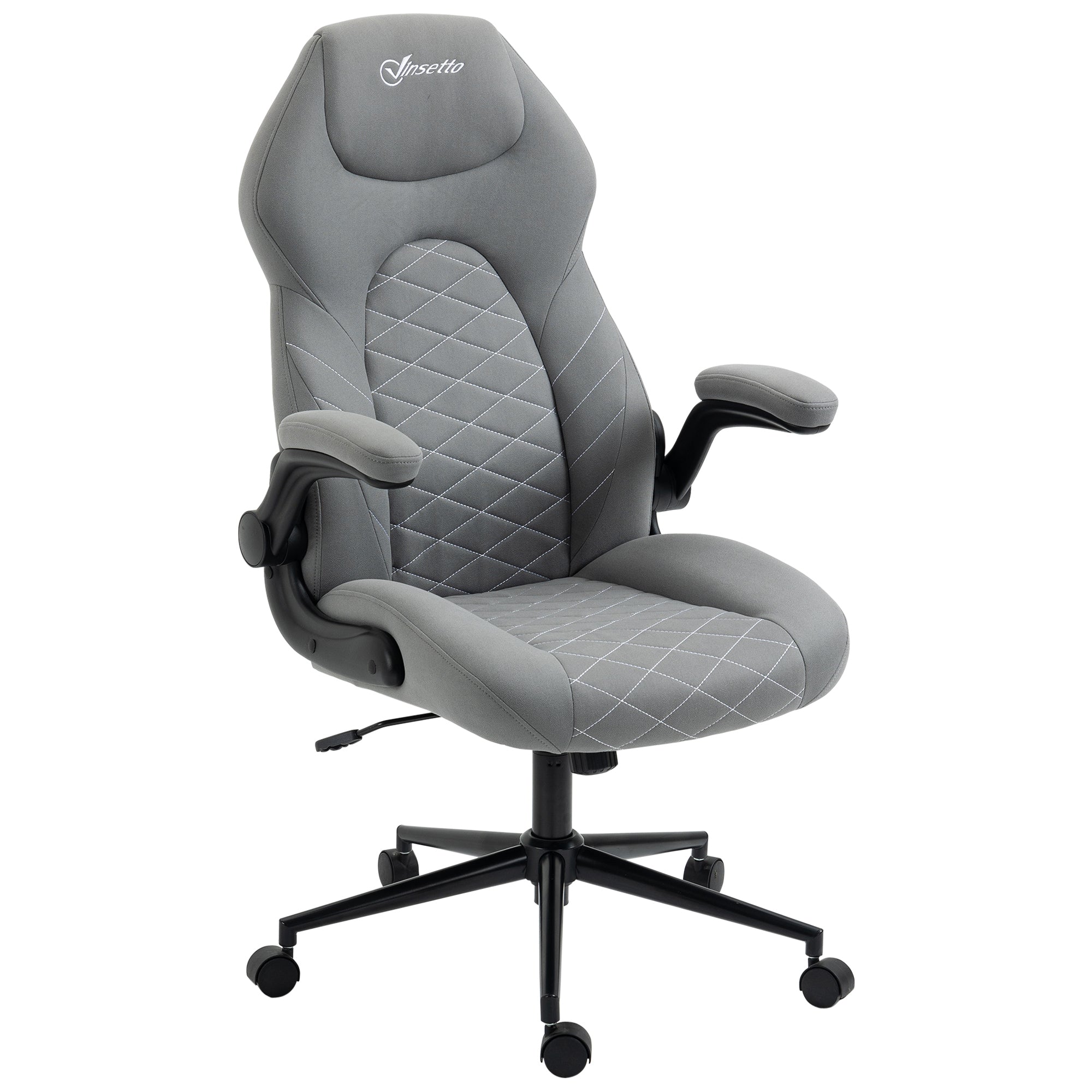Vinsetto Gaming Chair, Office Desk Chair, Comfy Computer Chair with Adjustable Arms and Rolling Wheels for Home Work Study, Light Grey