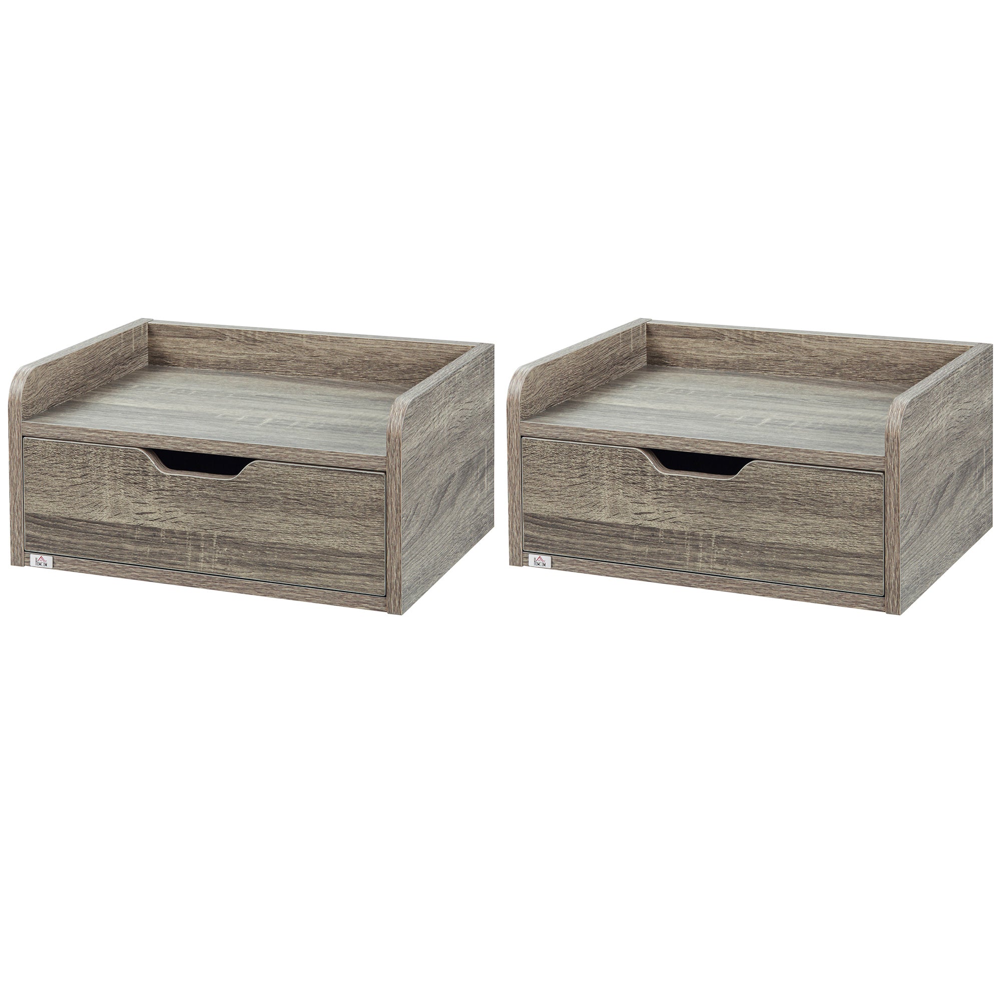 HOMCOM Floating Nightstand Set of 2 Wall Mounted Bedside Table with Storage Drawer for Bedroom, Grey