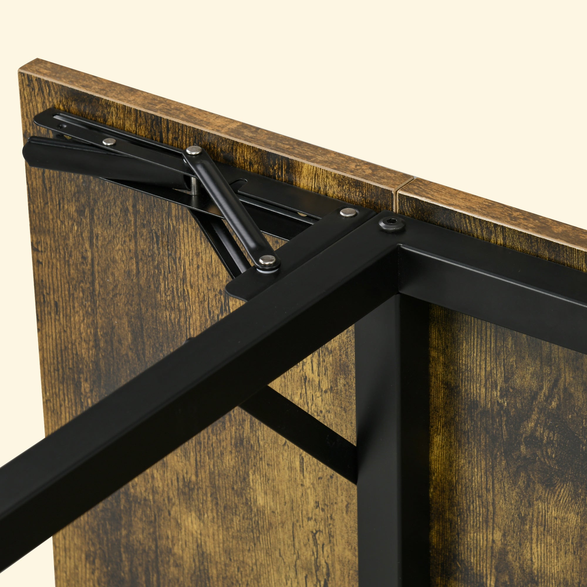 Folding Dining Table for 2 to 4 People, Industrial Drop Leaf Table for Small Space, Rustic Brown