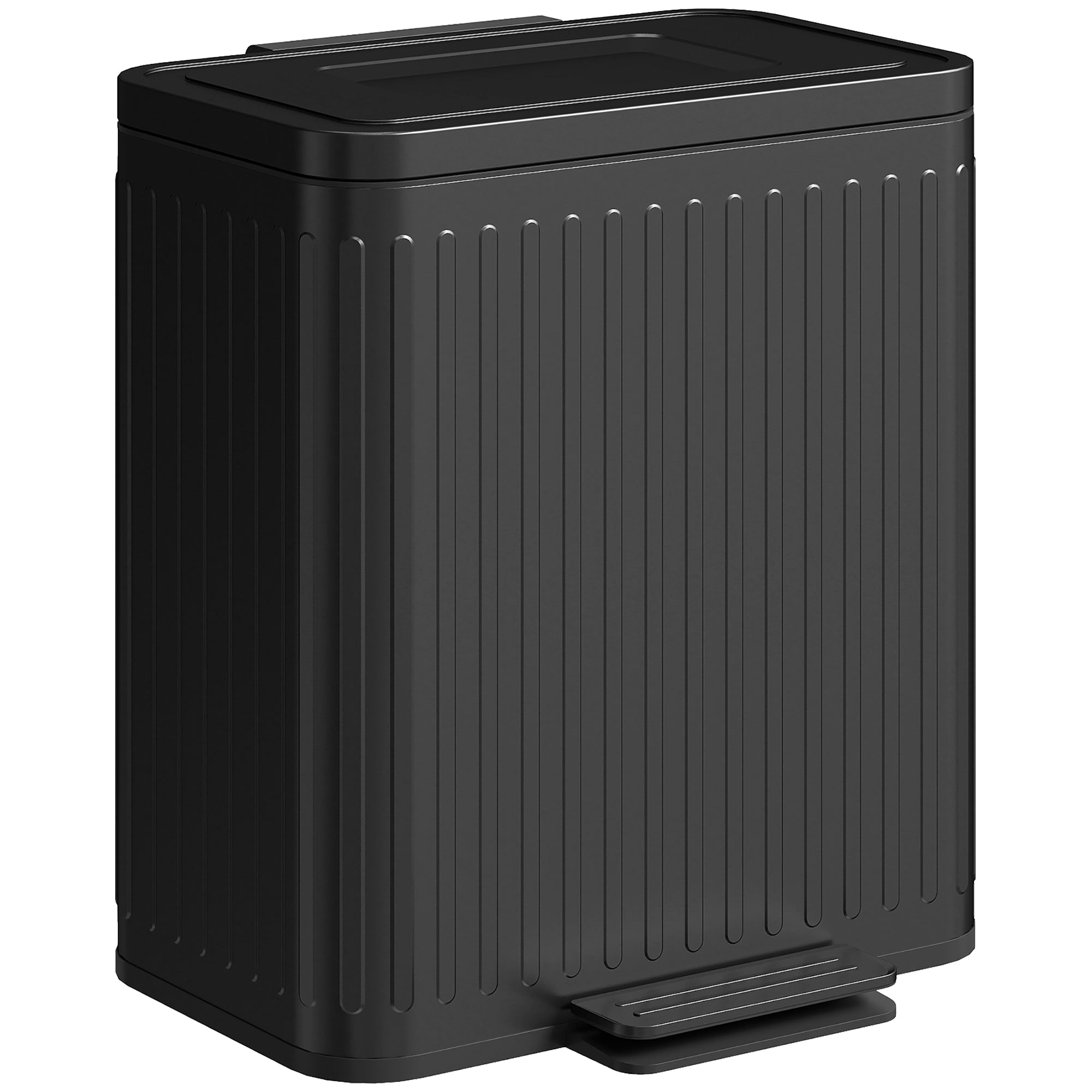 Trash Can, 2 x 5.3 Gallon (2 x 20 L) Garbage Can with Soft-Close Lid, Foot Pedal, Removable Inner Buckets, Fingerprint-Proof, Garbage Bin for Kitchen Home Office, Black