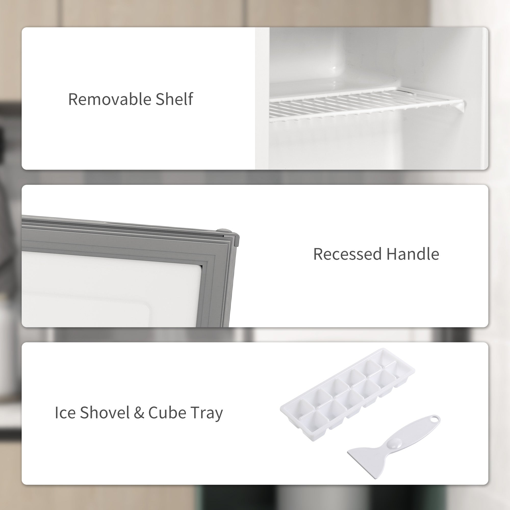 HOMCOM Tabletop Mini Freezer with 35 Litre Capacity, Small Freezer with Reversible Door, Adjustable Temperature and Removable Wire Shelf for Bedrooms, Home Office, Grey