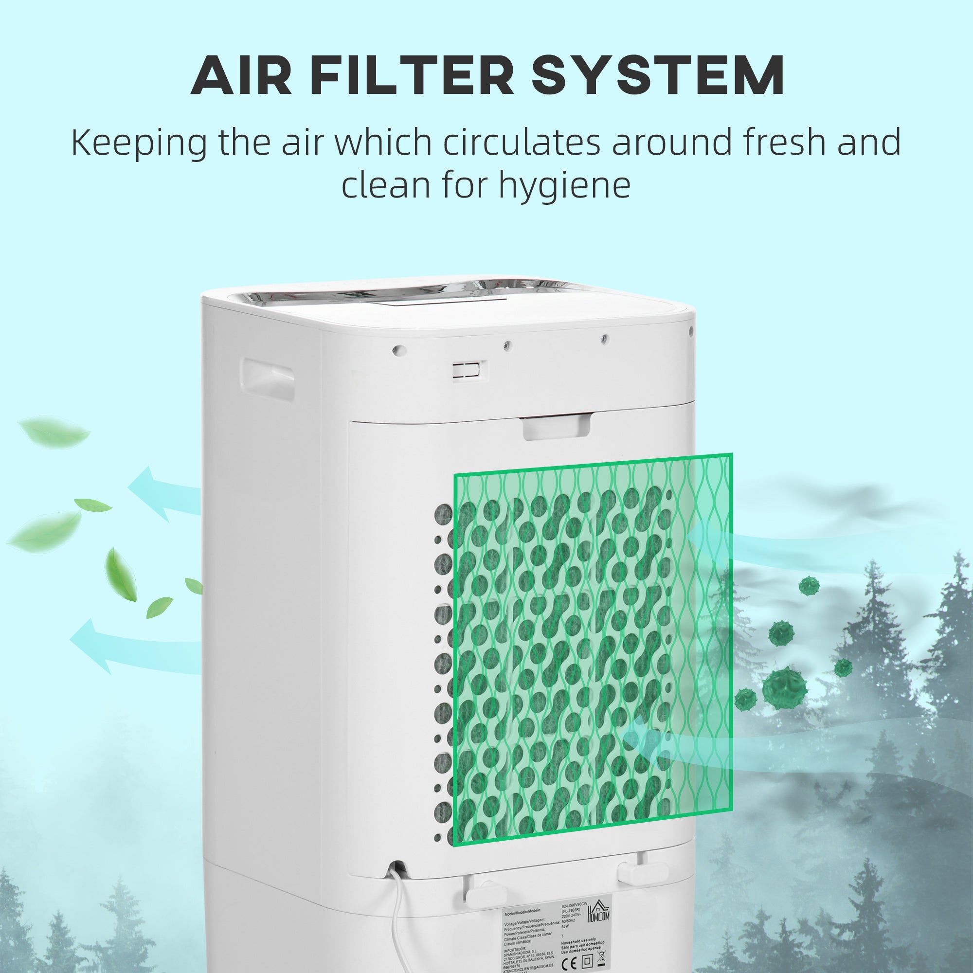 HOMCOM 3-in-1 Evaporative Mobile Air Cooler Cooling Fan Humidifier for Home Office