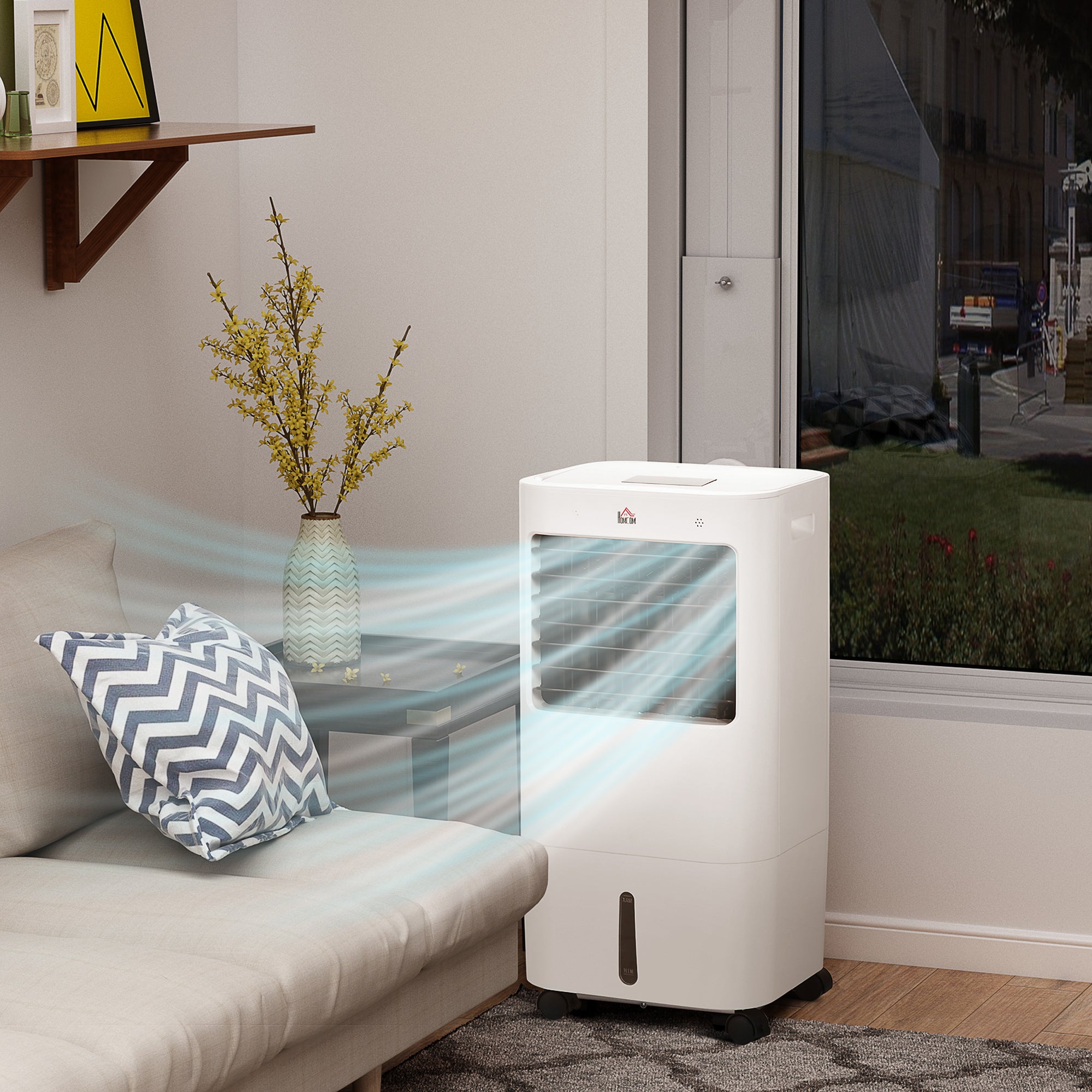 HOMCOM 3-in-1 Evaporative Mobile Air Cooler Cooling Fan Humidifier for Home Office