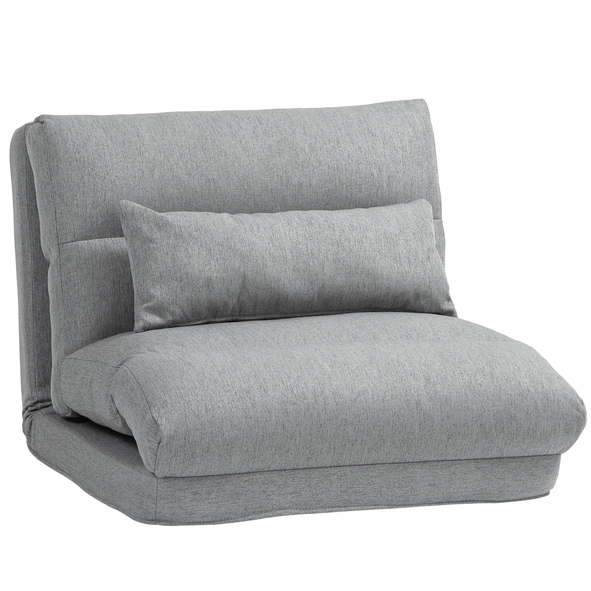 3-In-1 Floor Chair for Adults, Sofa Bed with 6 Position Adjustable Backrest, Gray