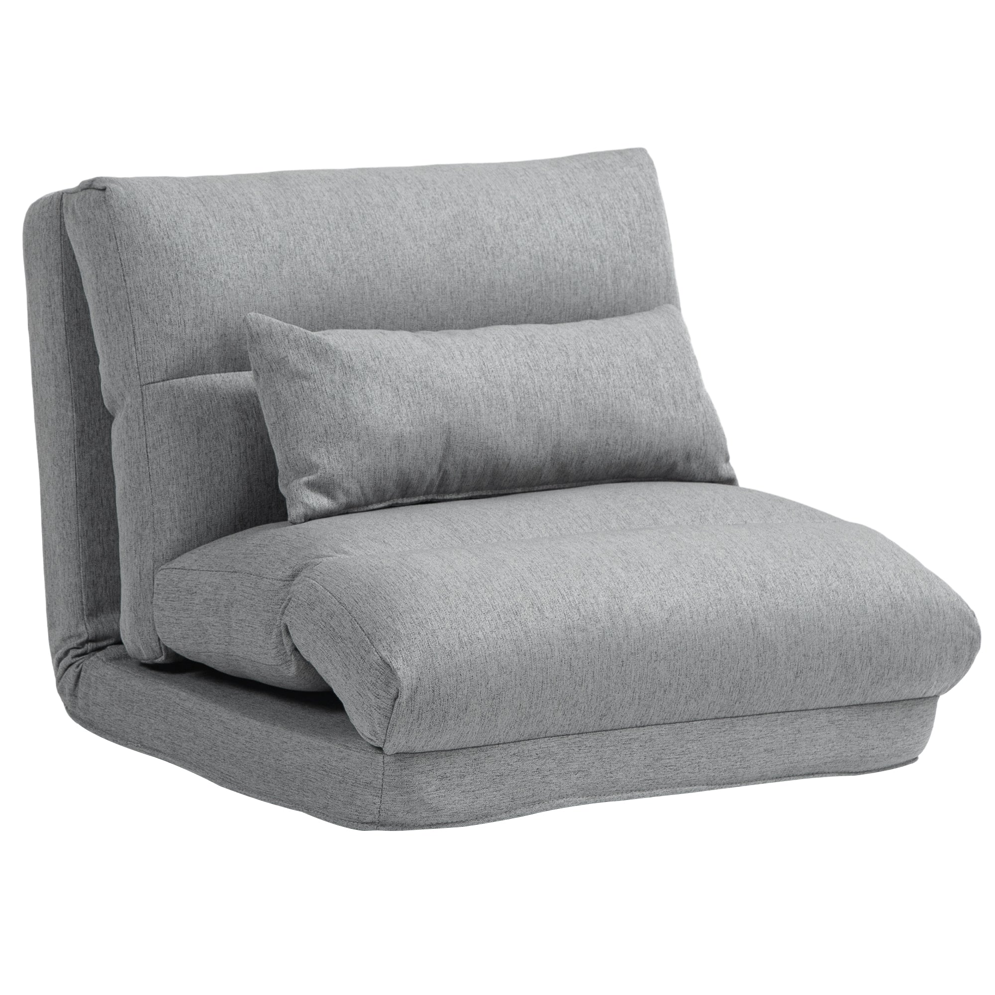 3-In-1 Floor Chair for Adults, Sofa Bed with 6 Position Adjustable Backrest, Gray