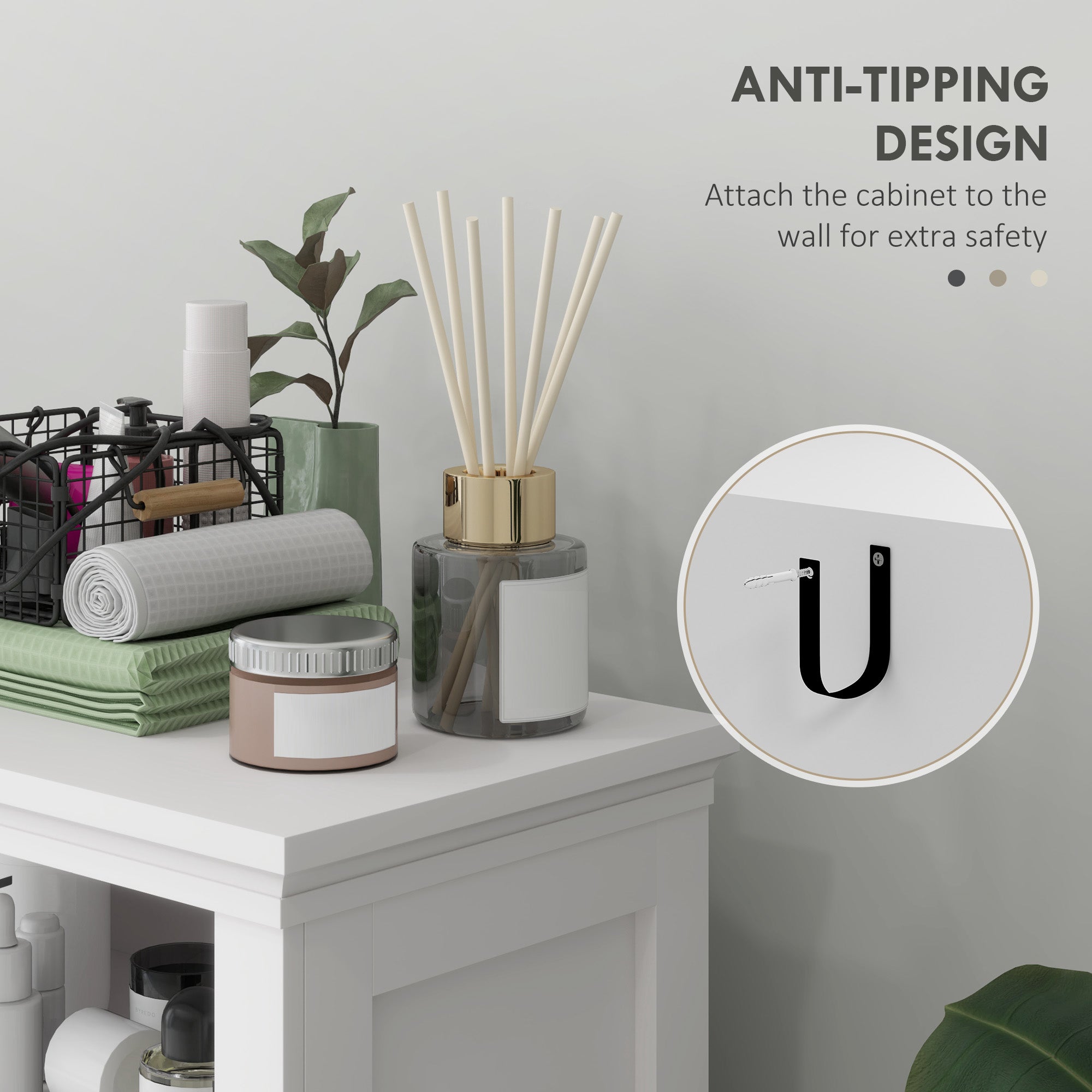 HOMCOM Modern Bathroom Storage Cabinet, Freestanding Bathroom Cabinet with Open Shelves, a Cupboard with Doors and Adjustable Shelves, White