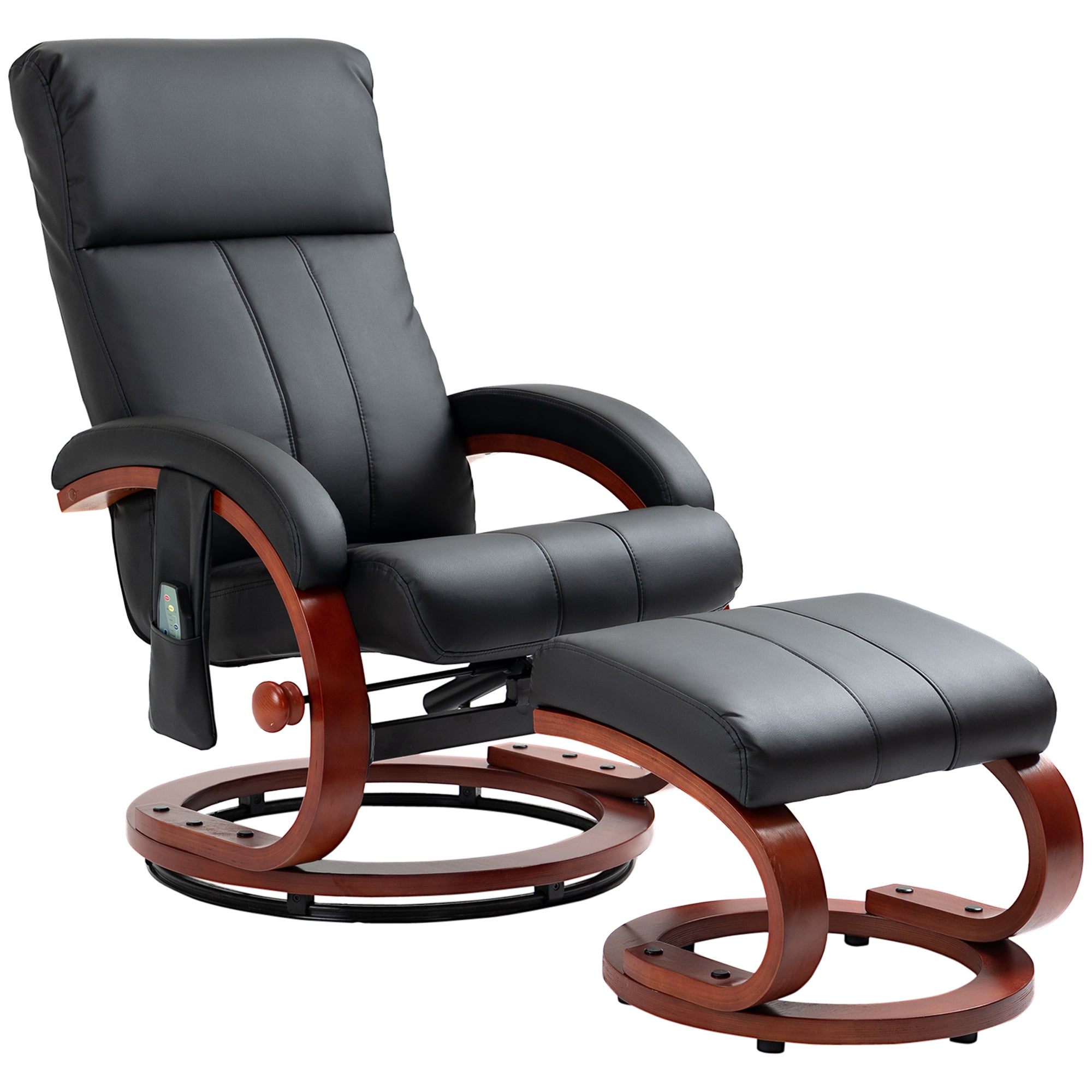 Vibration Recliner Chair with Ottoman and Remote 10 Vibration Points Black