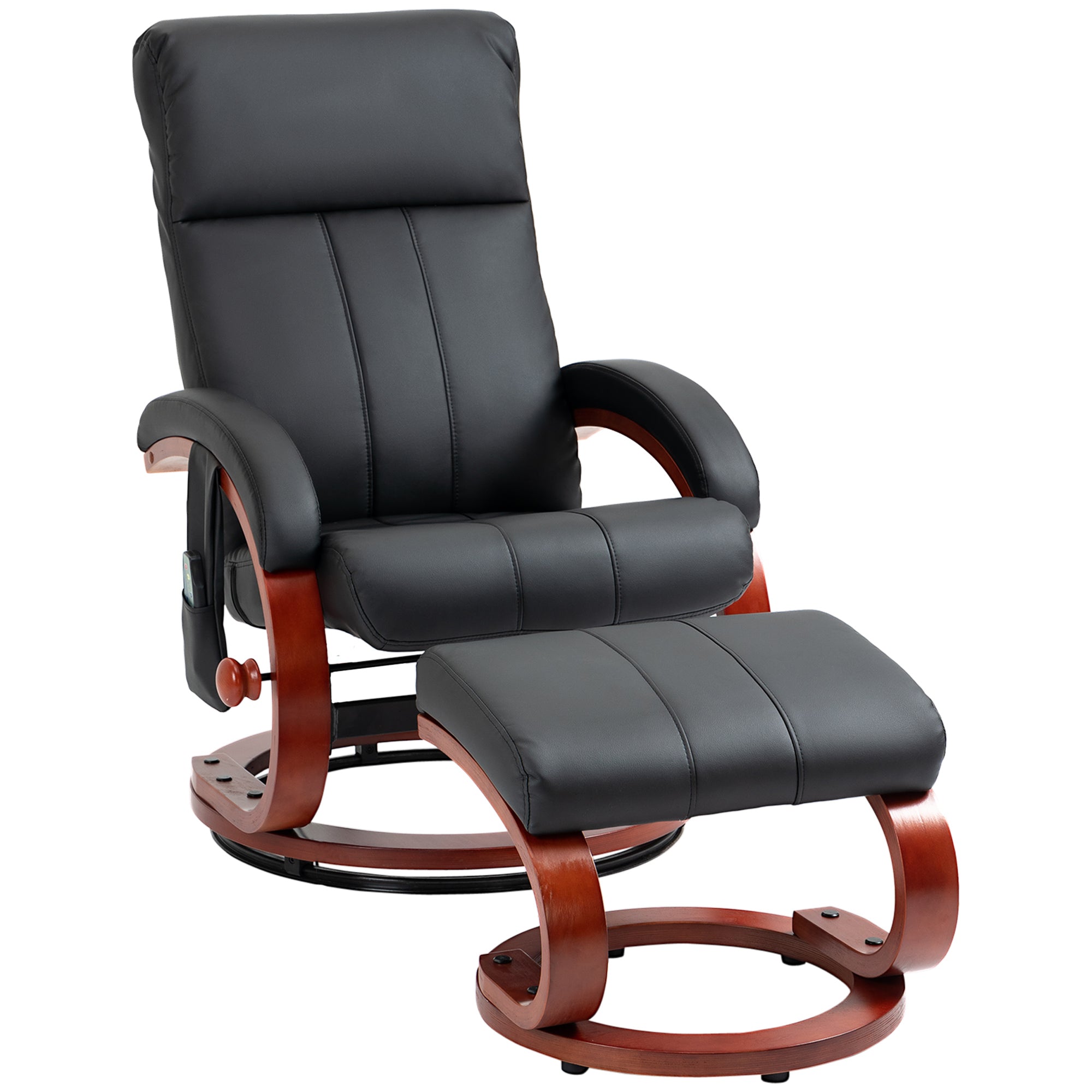 Vibration Recliner Chair with Ottoman and Remote 10 Vibration Points Black