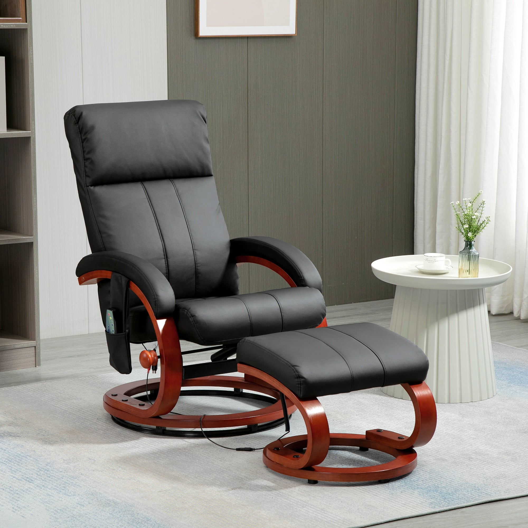 Vibration Recliner Chair with Ottoman and Remote 10 Vibration Points Black