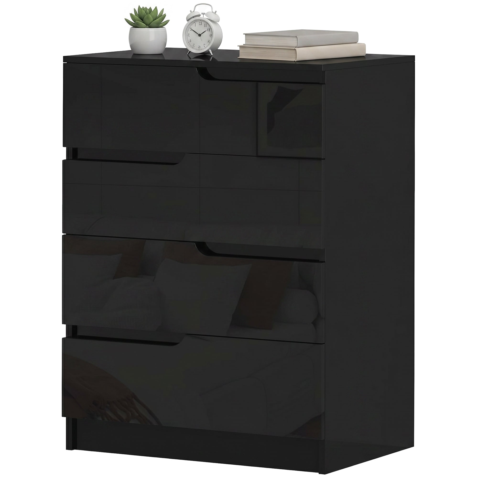 Modern Dresser with 4 Drawers, Chest of Drawers for Bedroom, Living Room, 60 x 40 x 85cm, Black