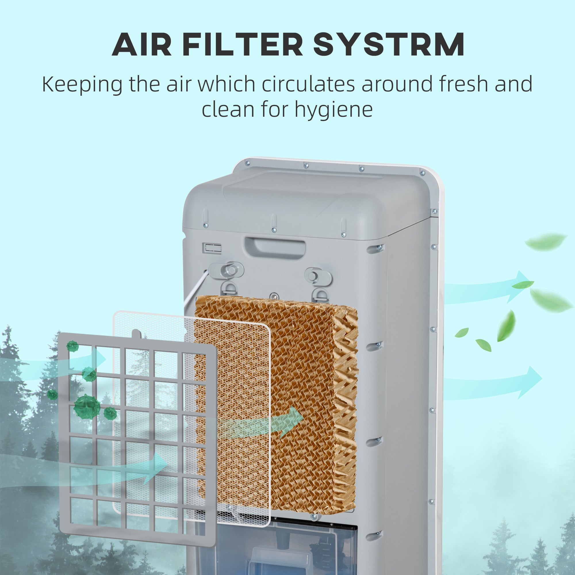 3-In-1 Ice Cooling Fan, Mobile Evaporative Air Cooler with Remote, Timer, Oscillating for Home Office, Bedroom, Gray - HOMCOM