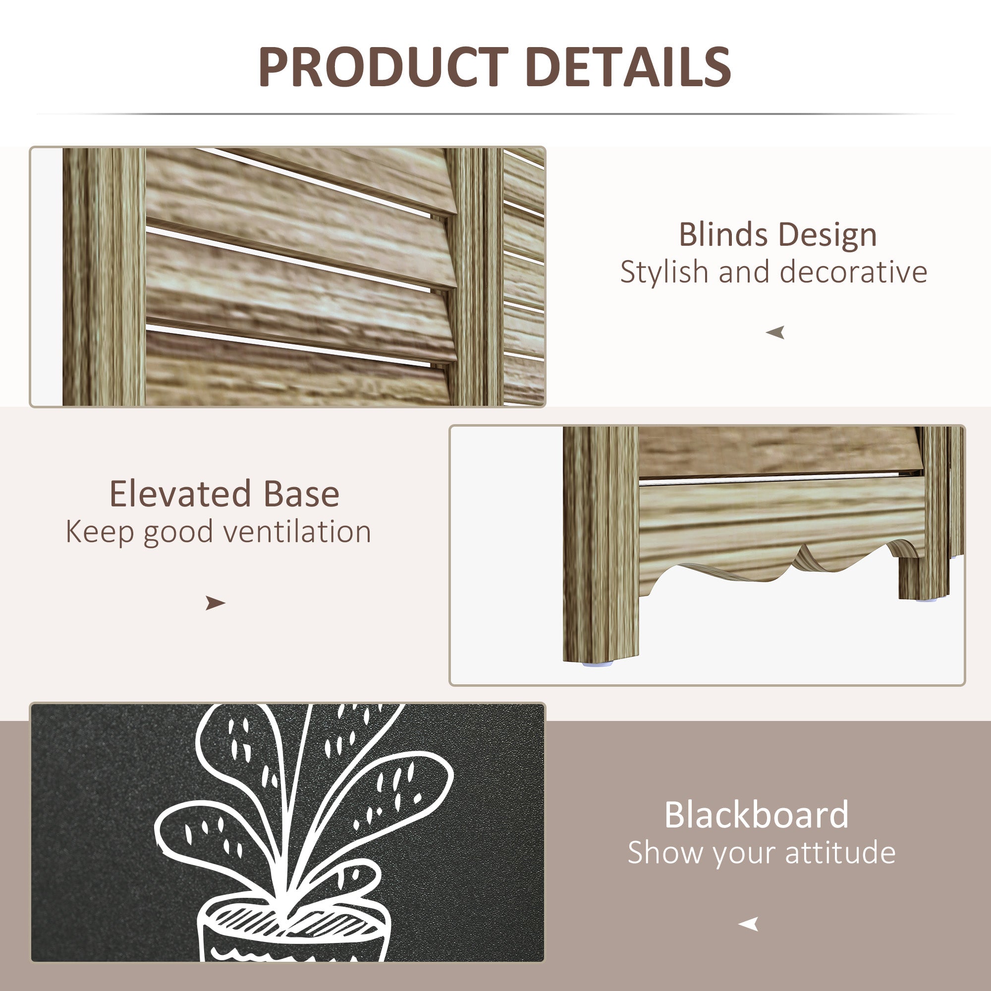 5.5' Wooden Room Divider, 4 Panel Folding Privacy Screen, Blackboard, White