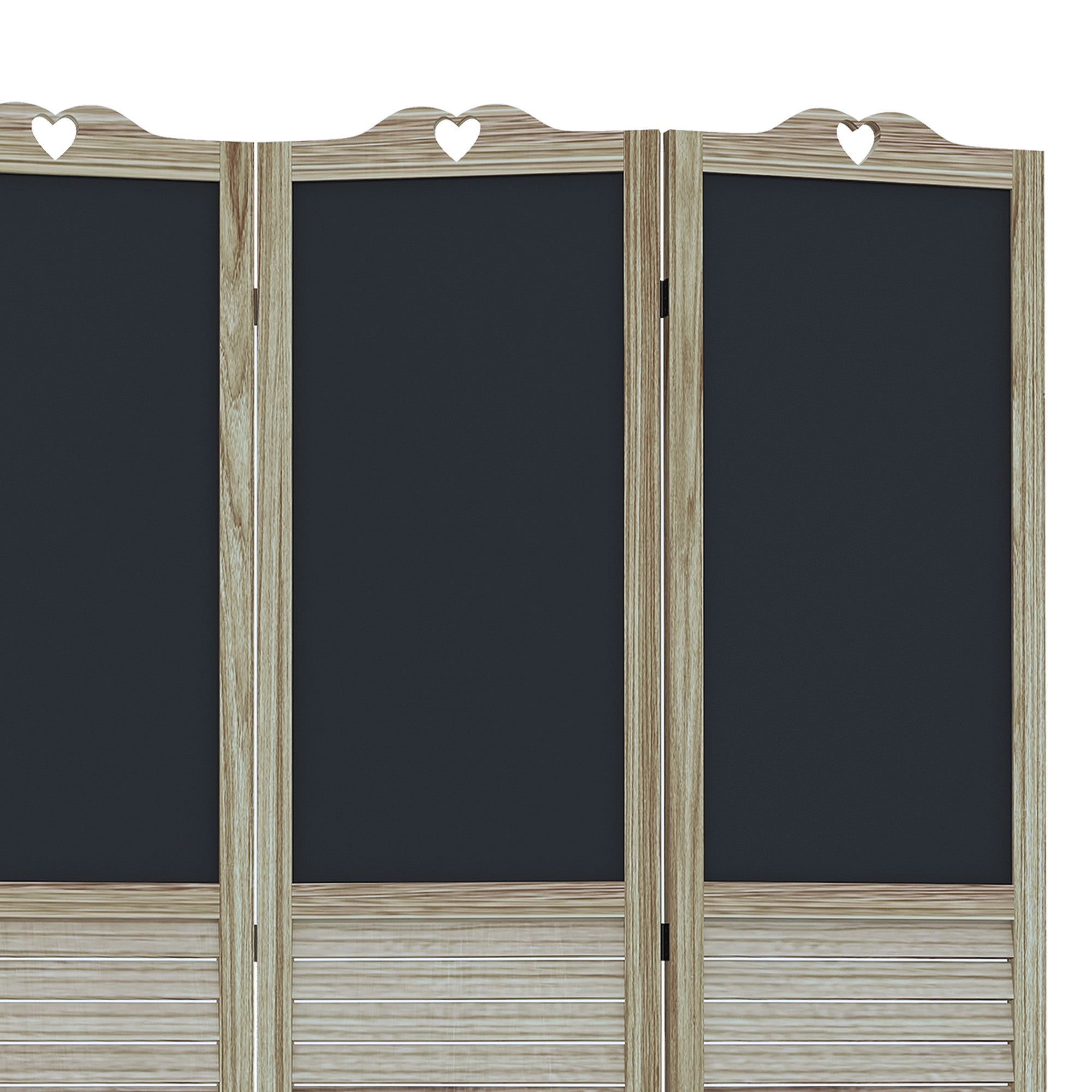 5.5' Wooden Room Divider, 4 Panel Folding Privacy Screen, Blackboard, White
