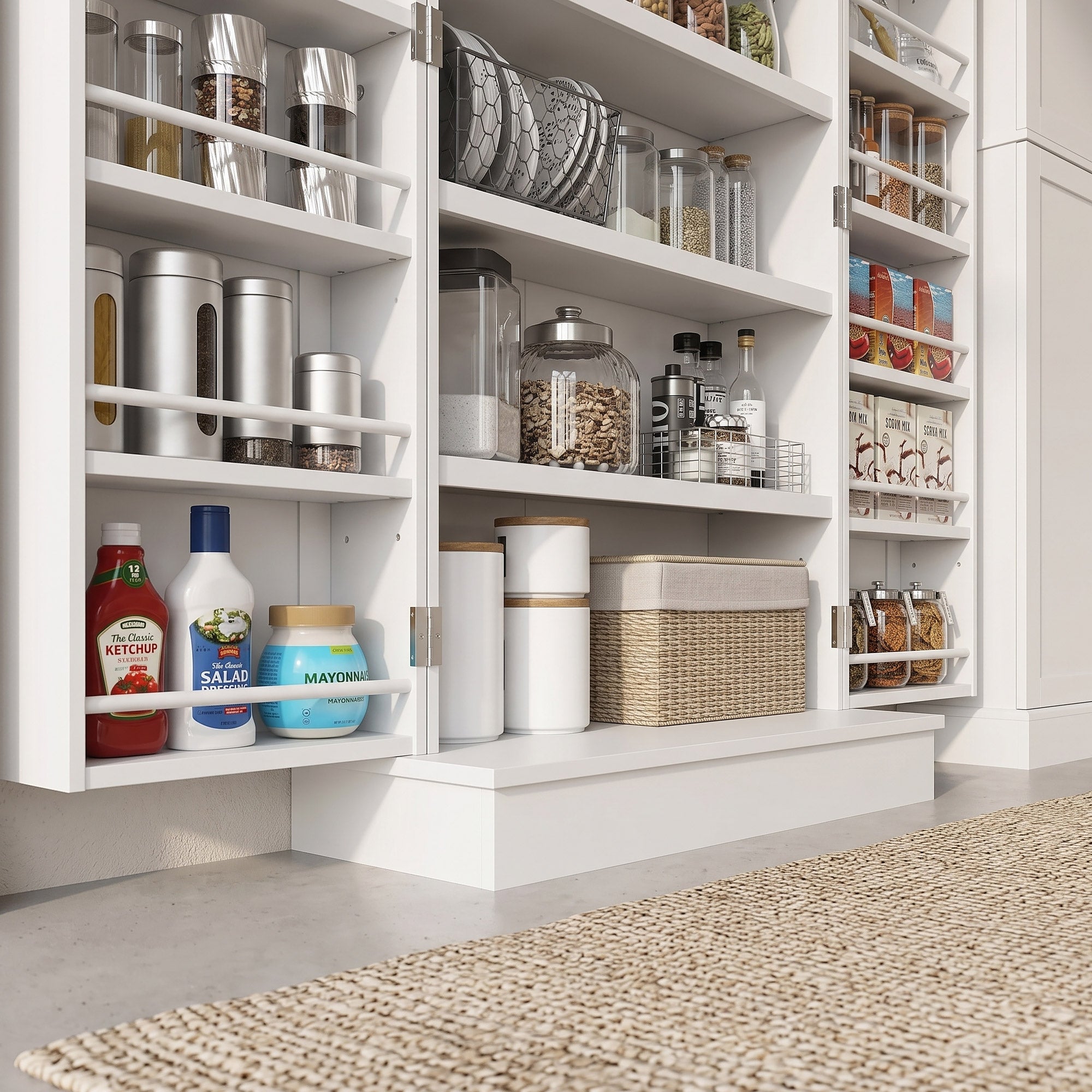 Order Pantry 2-Piece Cabinet Set with 41" and 65" Kitchen Storage Cabinets,White