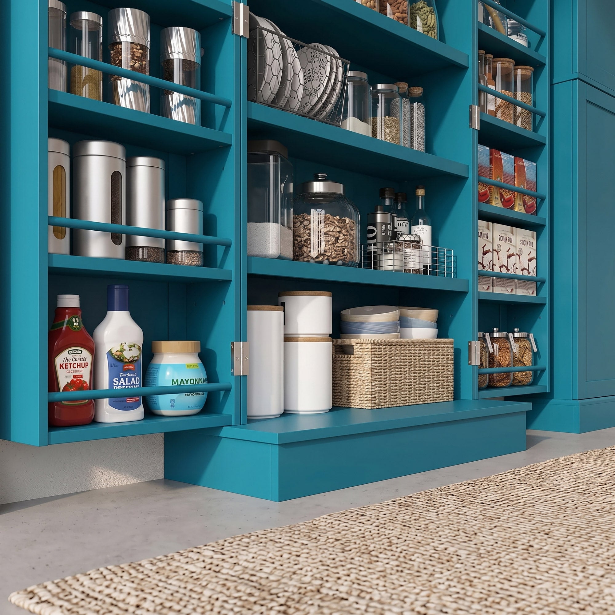 Order Pantry 2-Piece Cabinet Set with 41" and 65" Kitchen Storage Cabinets,Blue
