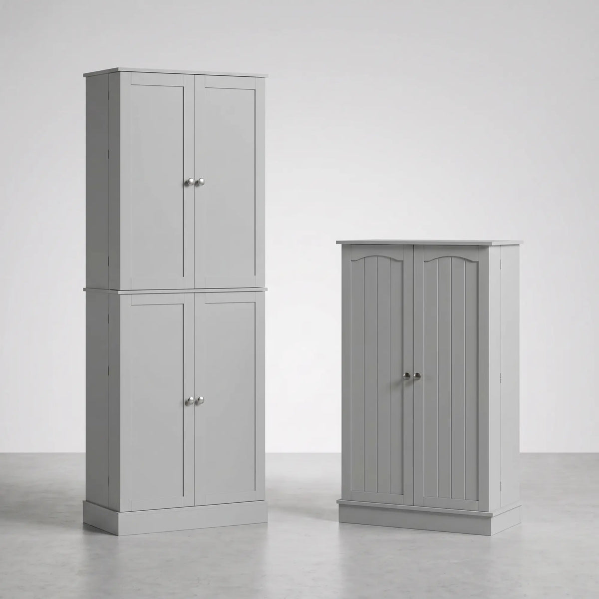 BELORA 2-Piece Pantry Cabinet Set with 41" and 65" Kitchen Storage Cabinets,Grey