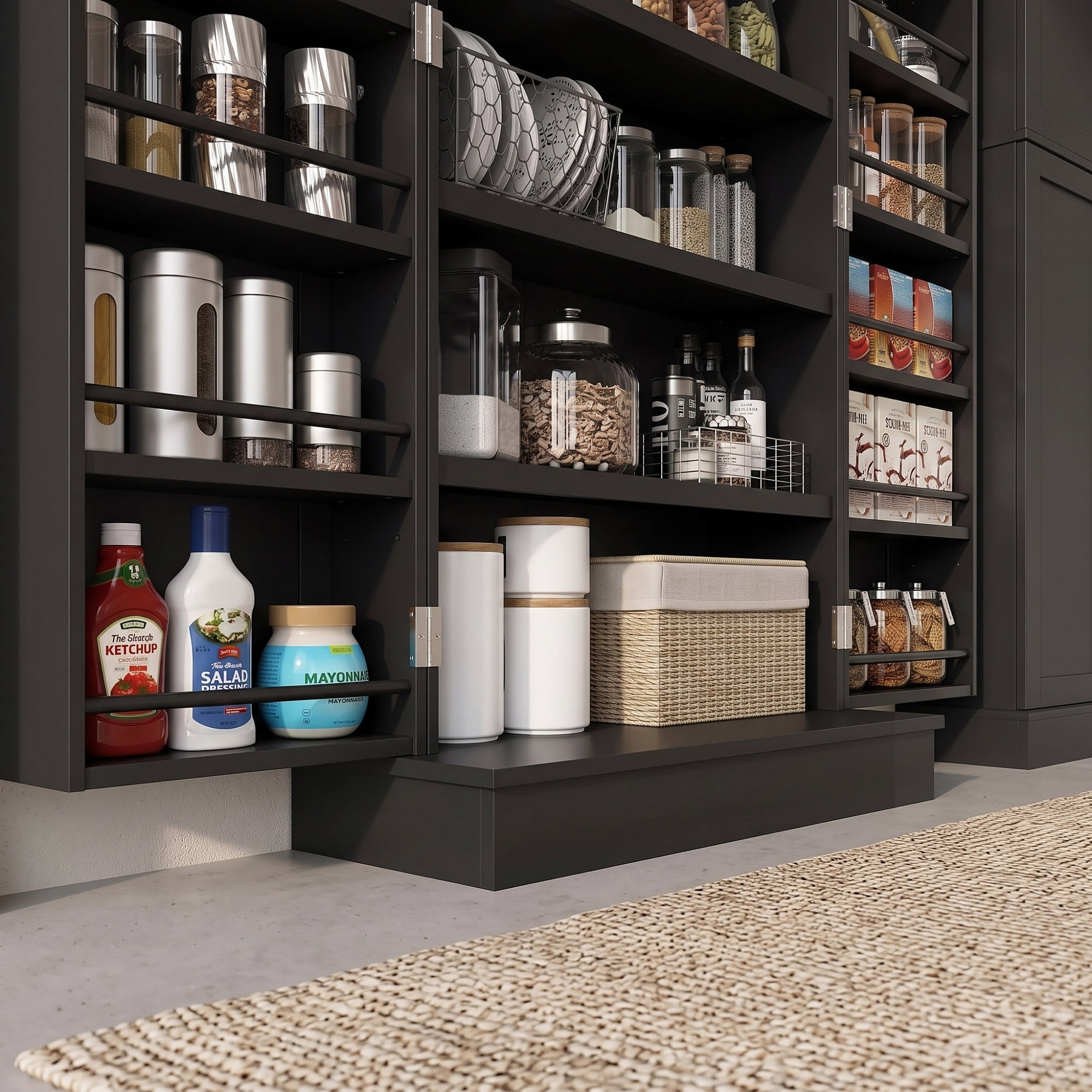 Order Pantry 2-Piece Cabinet Set with 41" and 65" Kitchen Storage Cabinets,Black