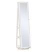 HOMCOM 360° Swivel Jewelry Cabinet, Mirror Armoire, Full Length Mirror, Lockable Jewelry Organizer with Built-In Small Mirror, White