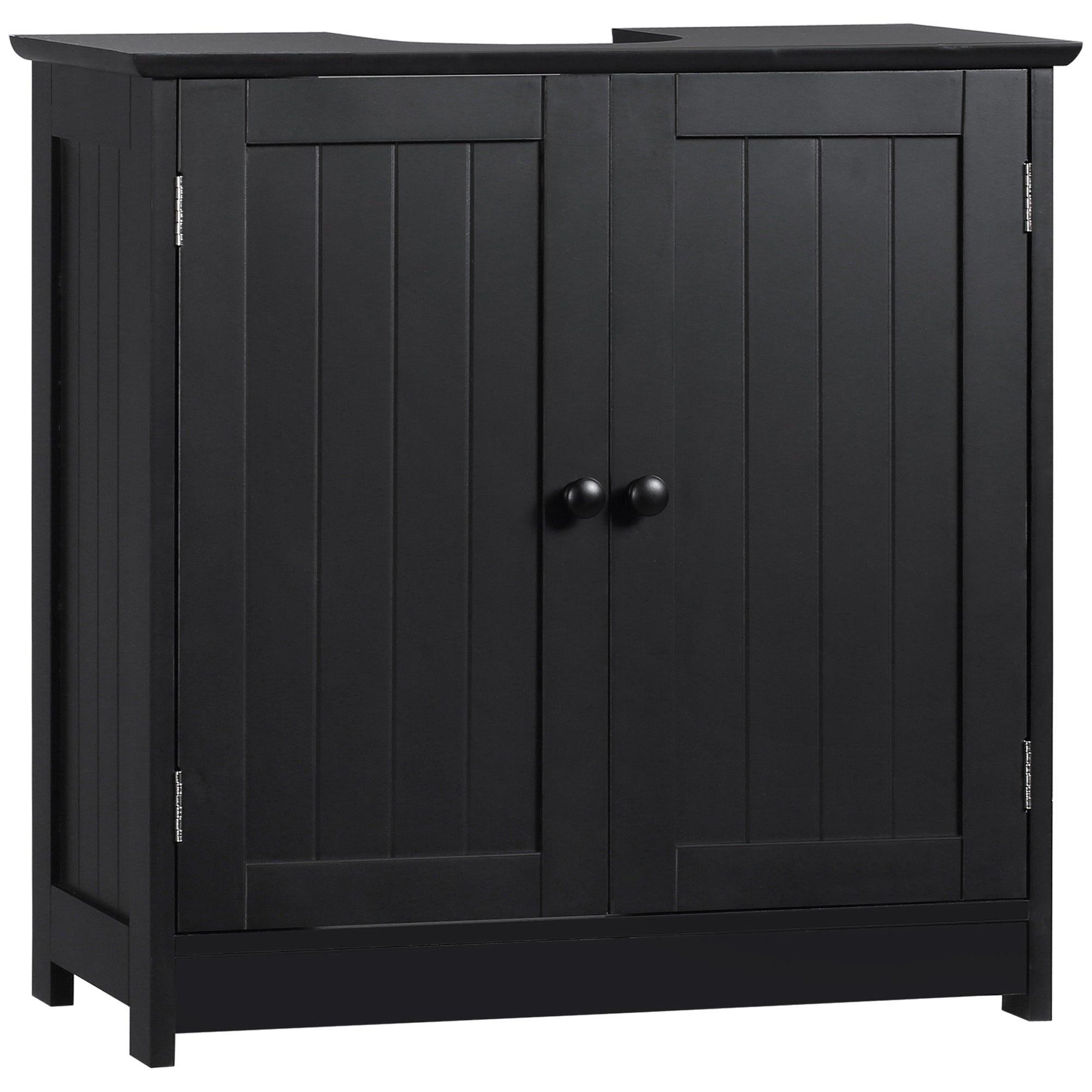 Under Sink Bathroom Cabinet with 2 Doors and Shelf Pedestal Sink Vanity Cabinet Black