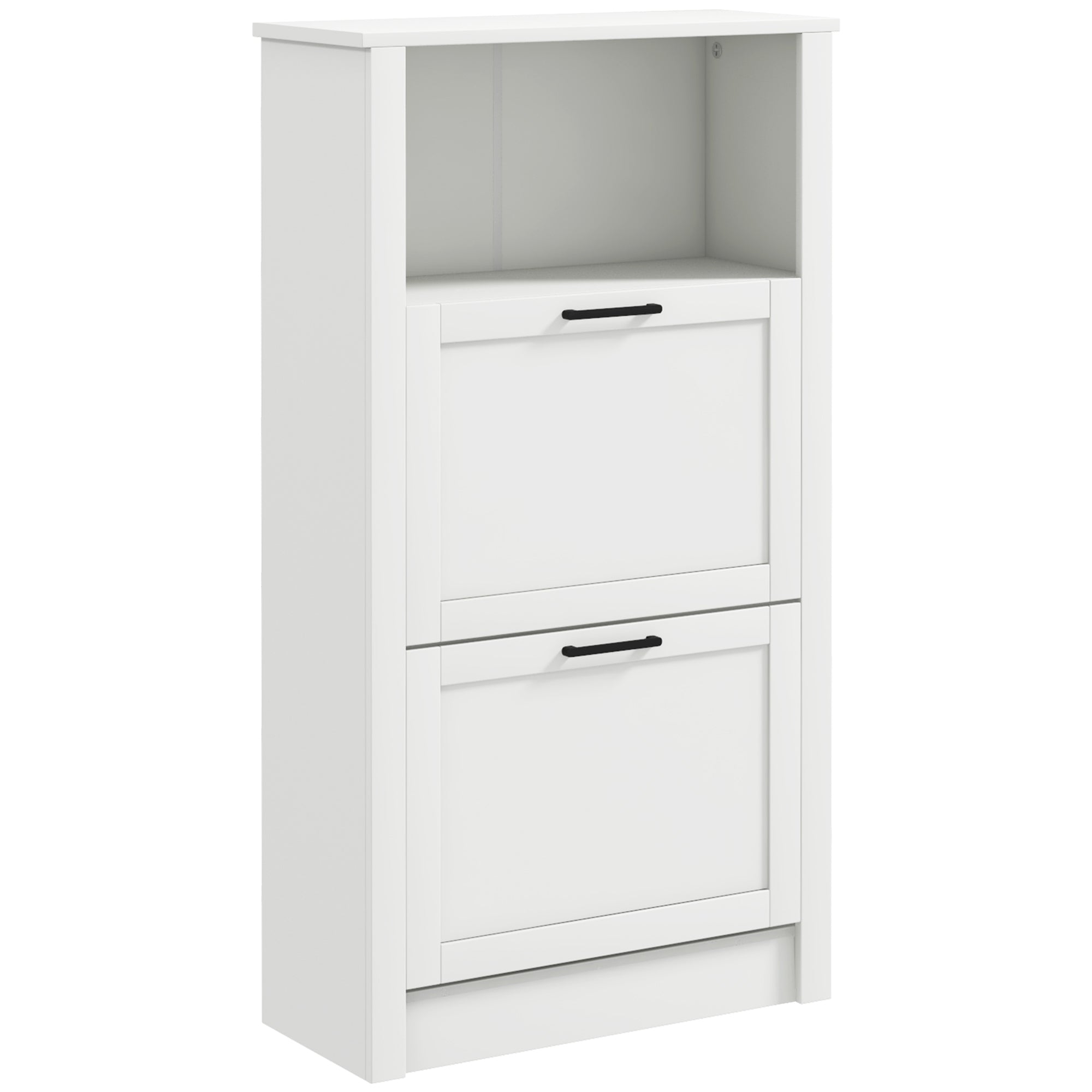 Freestanding Shoe Storage Cabinet Organizer for Entryway Hallway, Holds 10 Pairs, White