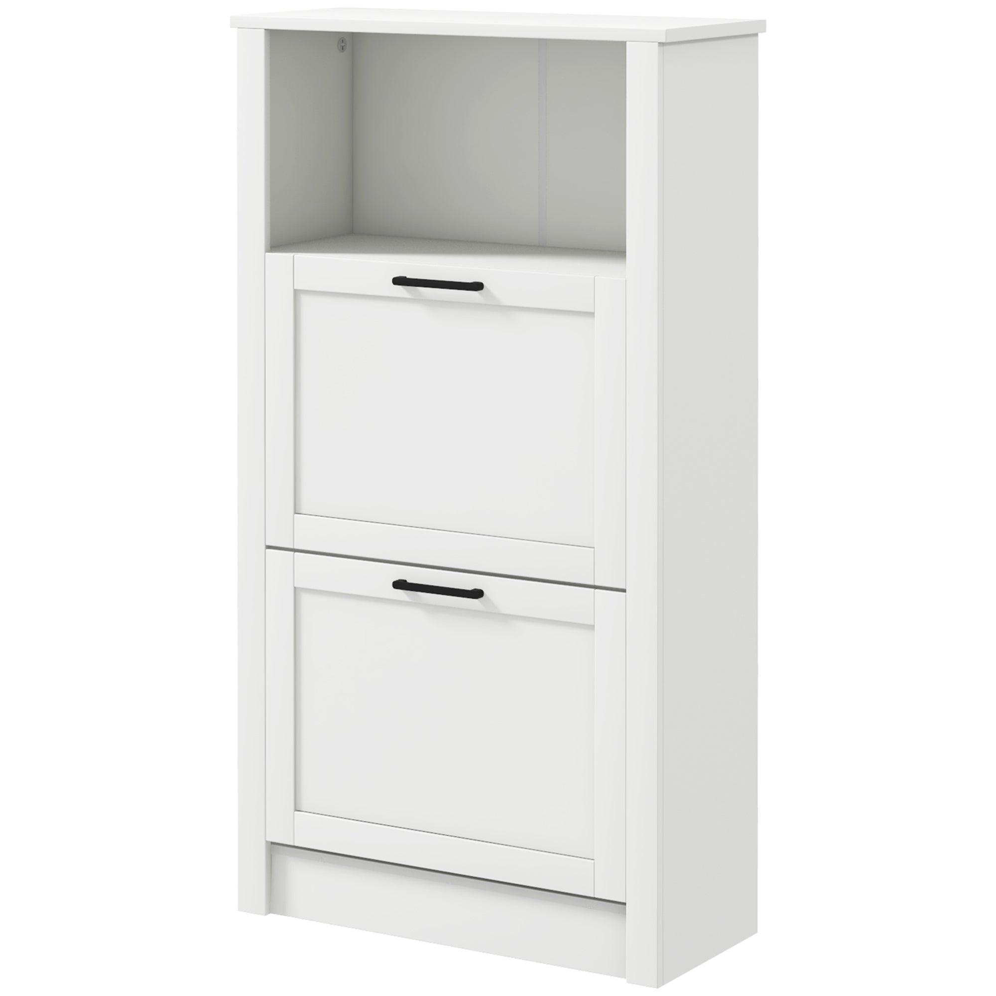 Freestanding Shoe Storage Cabinet Organizer for Entryway Hallway, Holds 10 Pairs, White