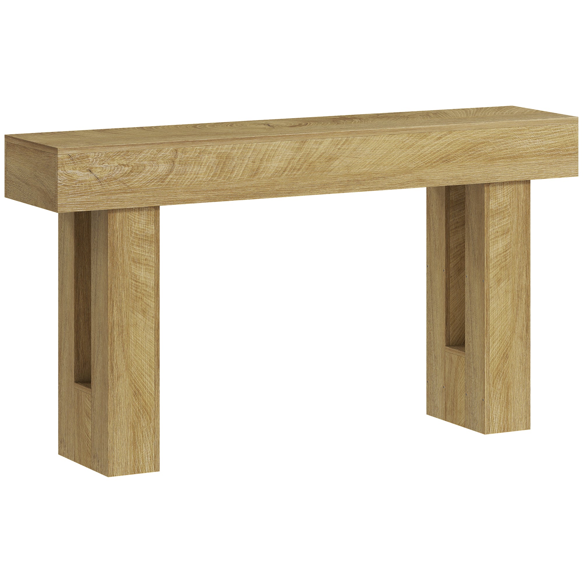 63 Inch Console Table, Narrow Farmhouse Entryway Table with Thickened Tabletop for Living Room, Hallway, Entrance, Oak