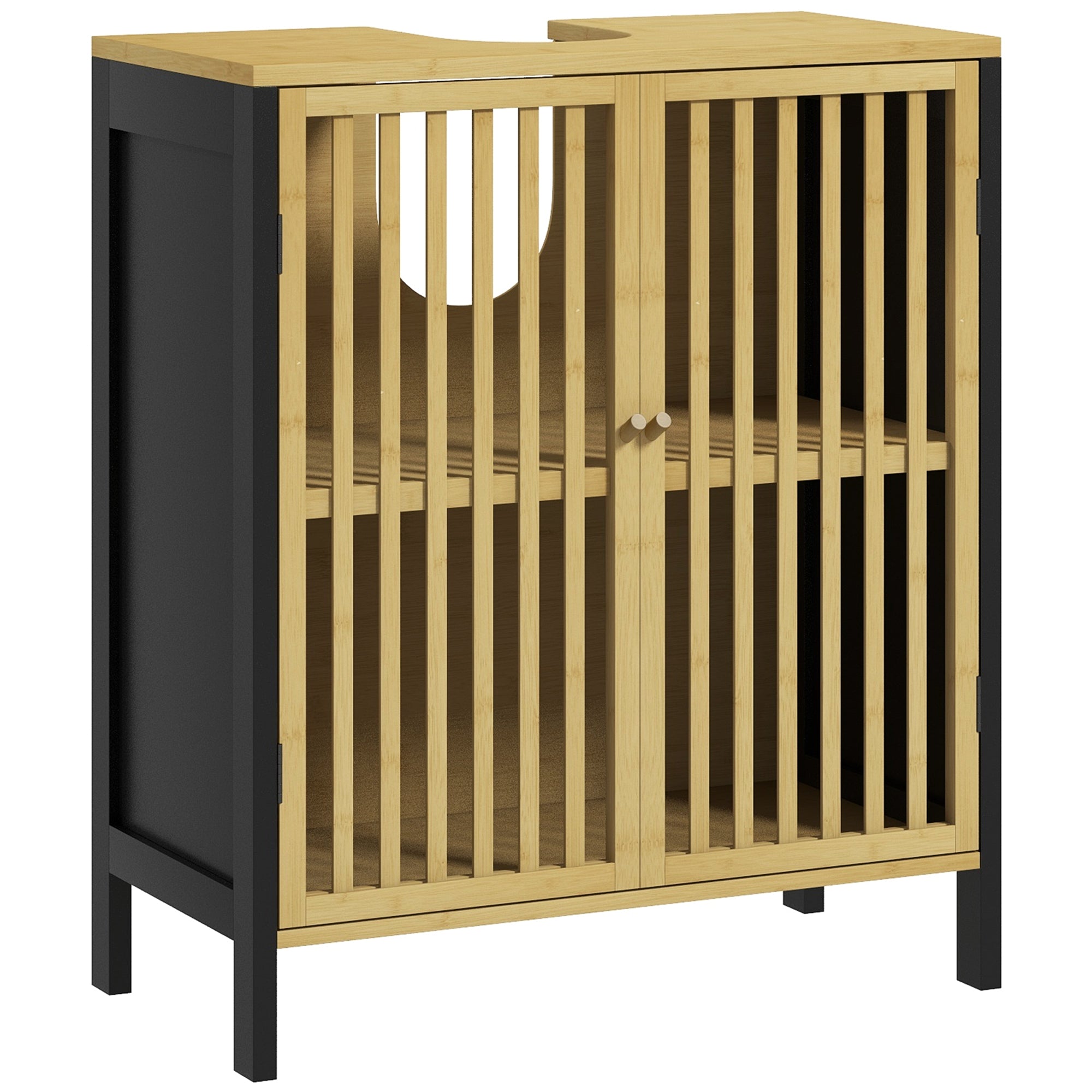 Under Sink Bathroom Cabinet, Bamboo Sink Storage Cabinet, Bathroom ...
