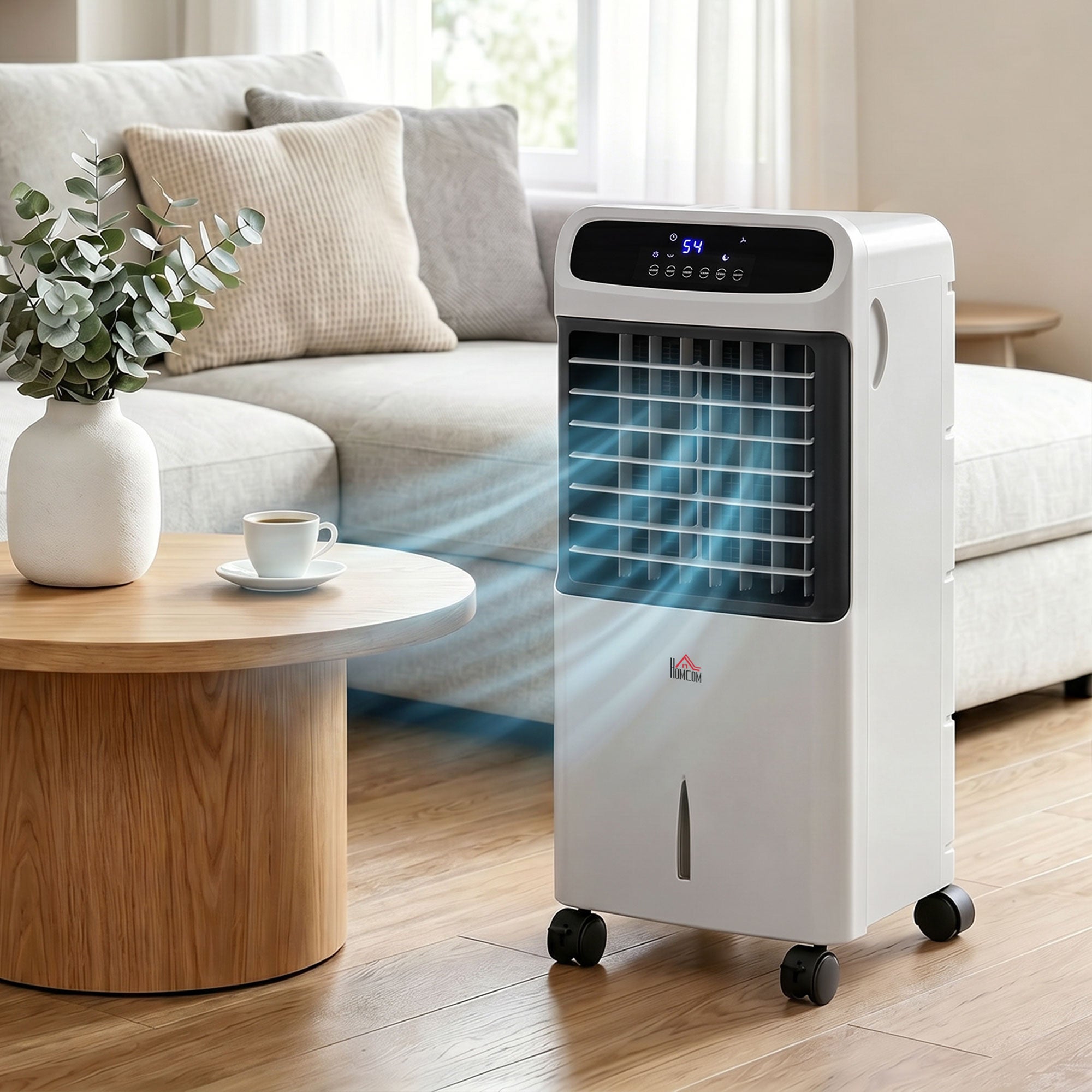3-In-1 Ice Cooling Fan, Mobile Evaporative Air Cooler with Remote, Timer, Oscillating for Home Office, Bedroom, Gray